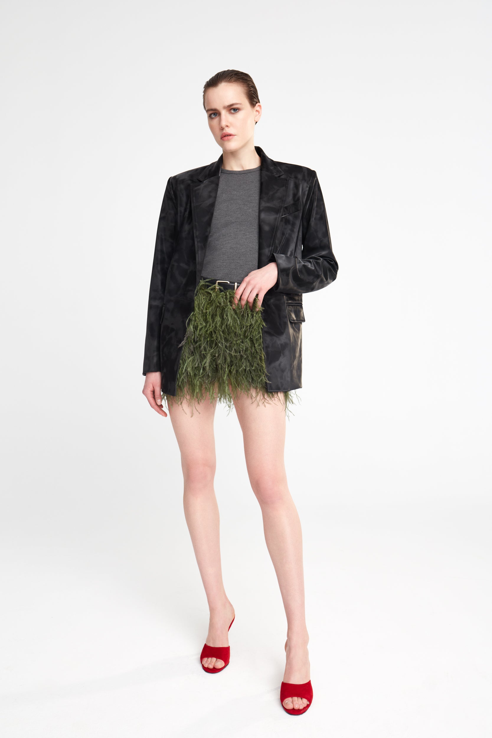 ROSIE-VEGAN LEATHER BLAZER