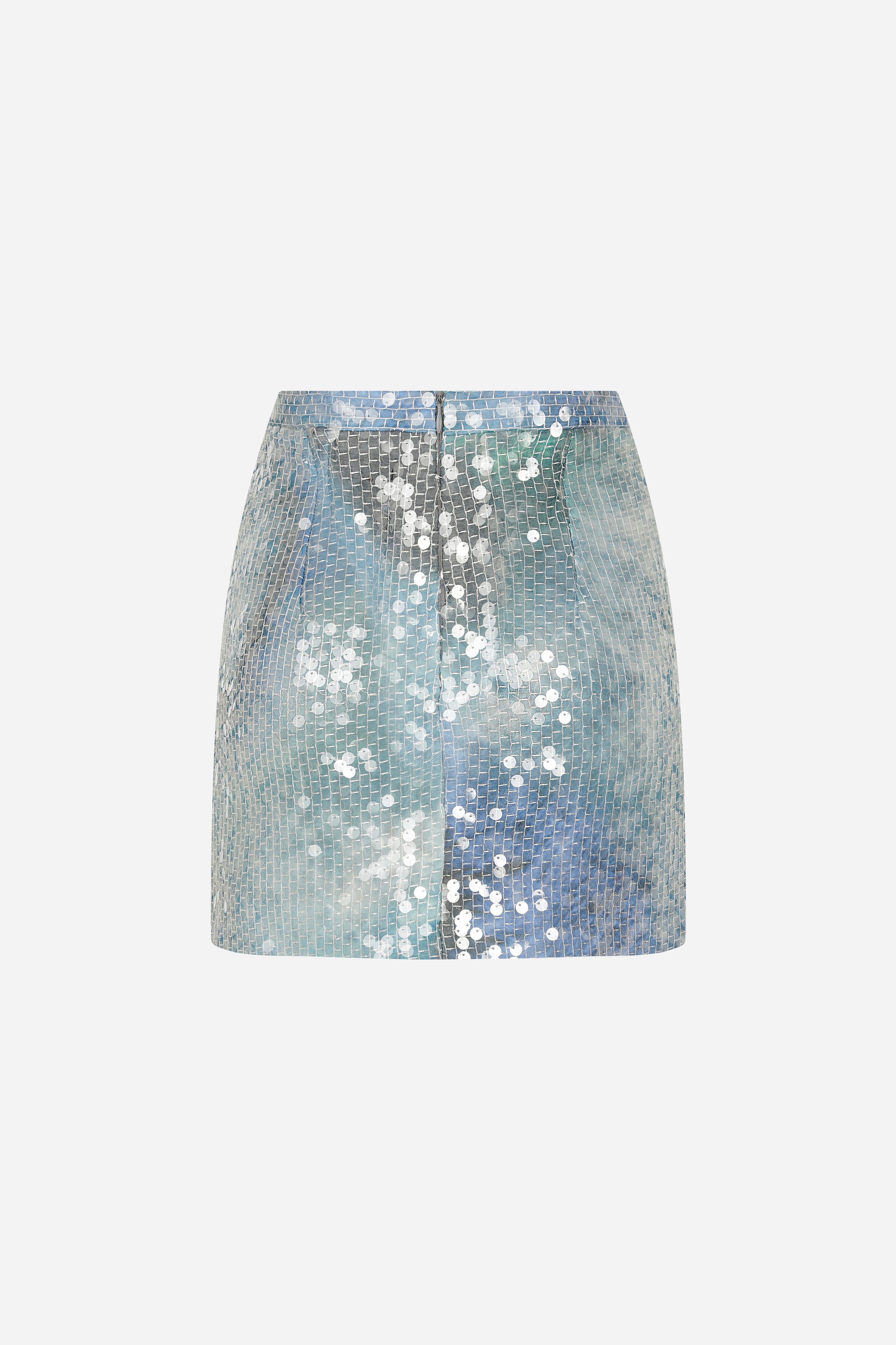 Janine - Silk Sequin Mini Skirt With Front Slit