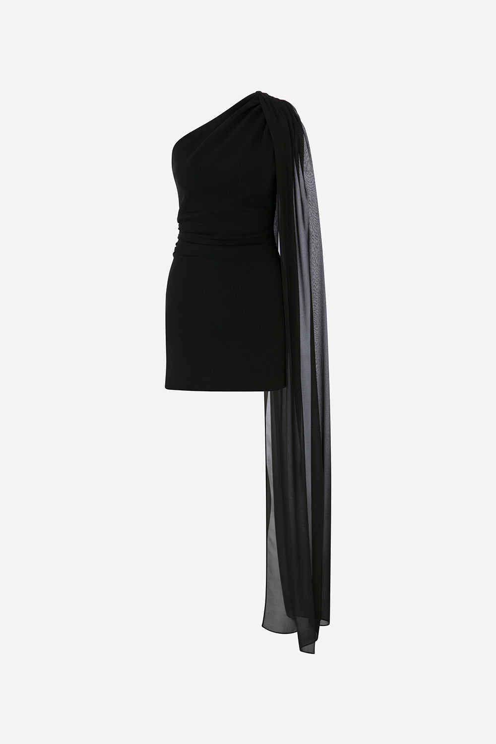 open lace back dress Mery-One-Shoulder Mini Dress With See Through Cape Detail in Black – ILA  Official