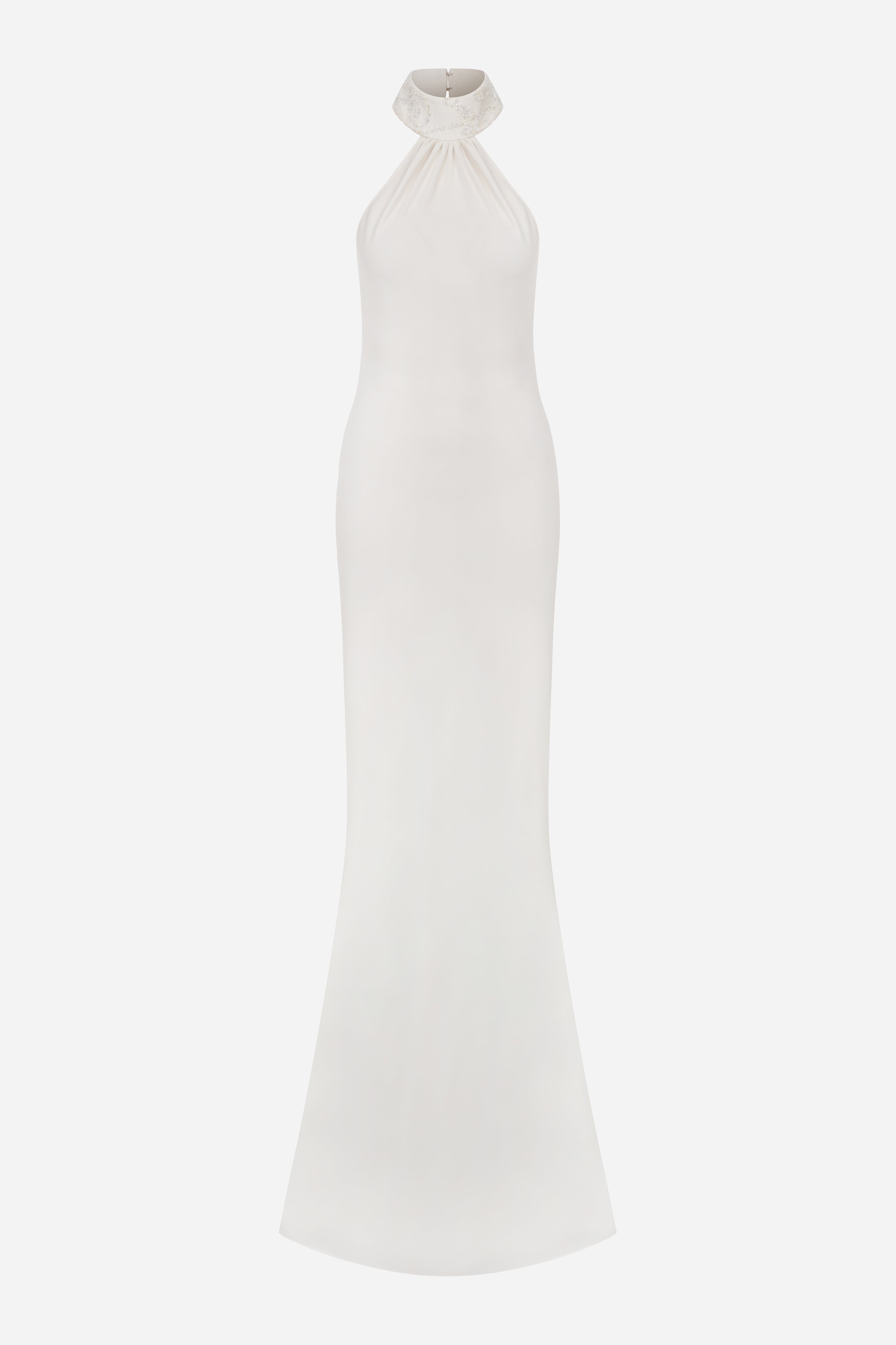 Venus - Choker Detailed Backless Satin Maxi Dress