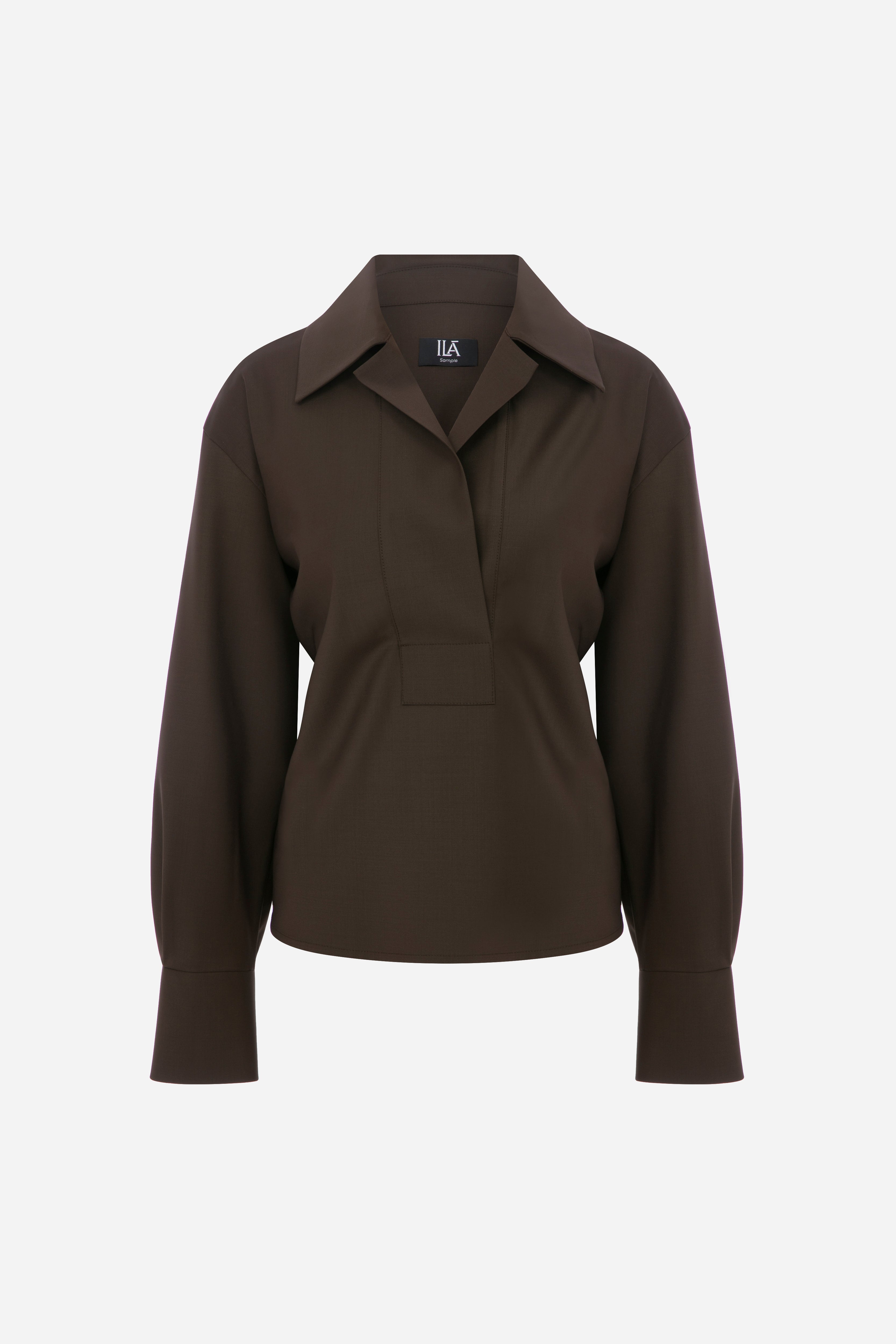 Liane - Wool Shirt in Brown