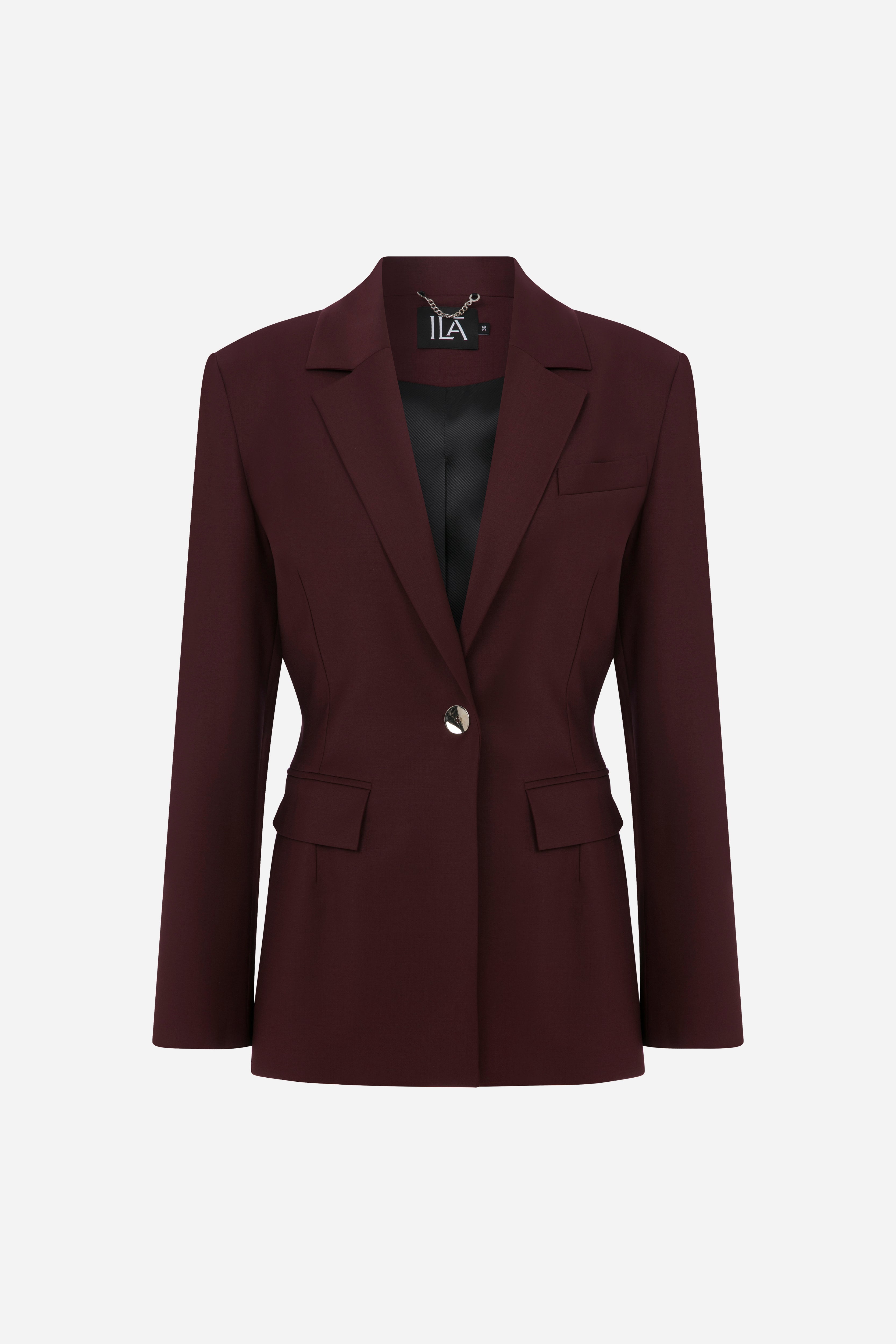 Mono - Constructed Wool Blazer in Burgundy