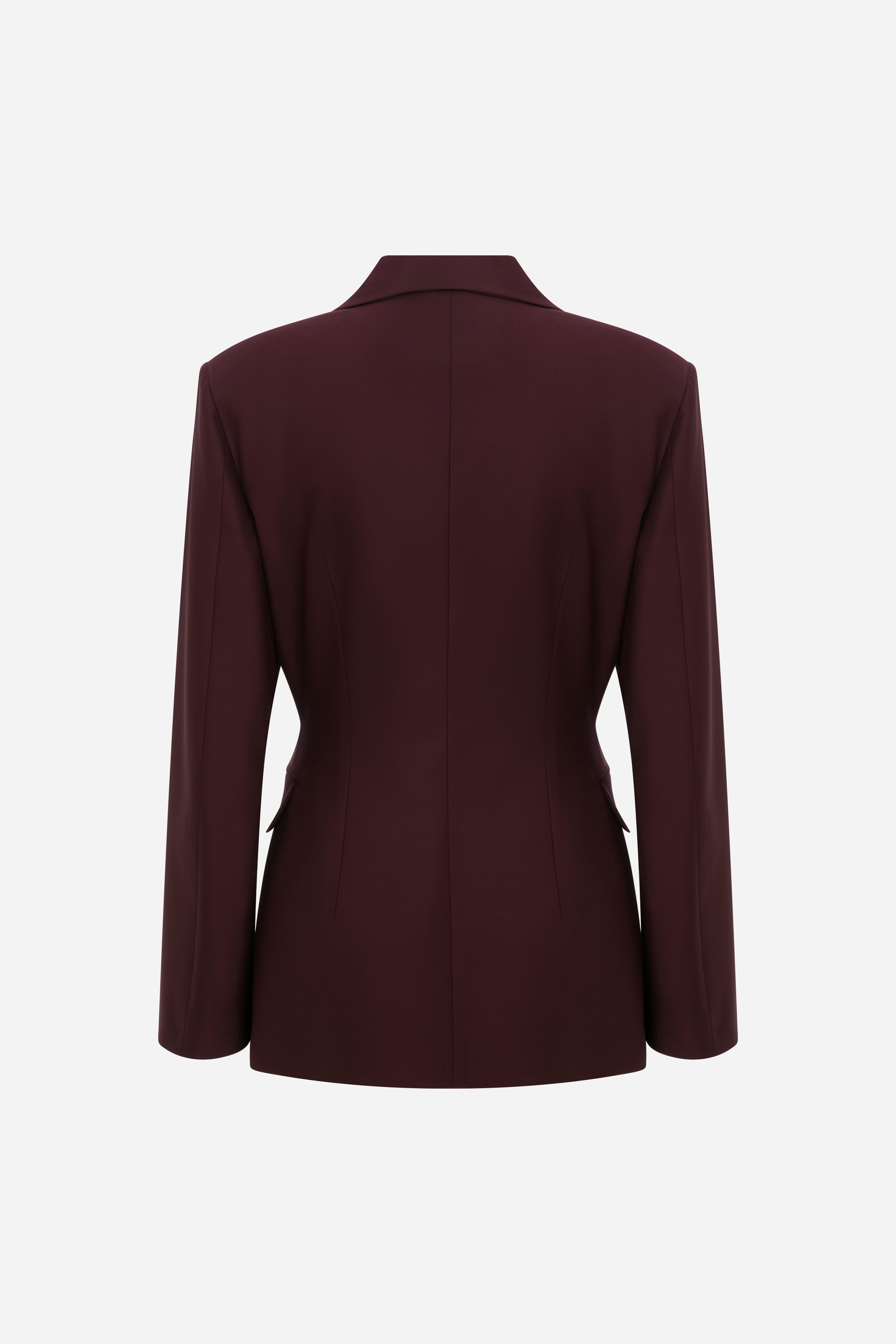 Mono - Constructed Wool Blazer in Burgundy