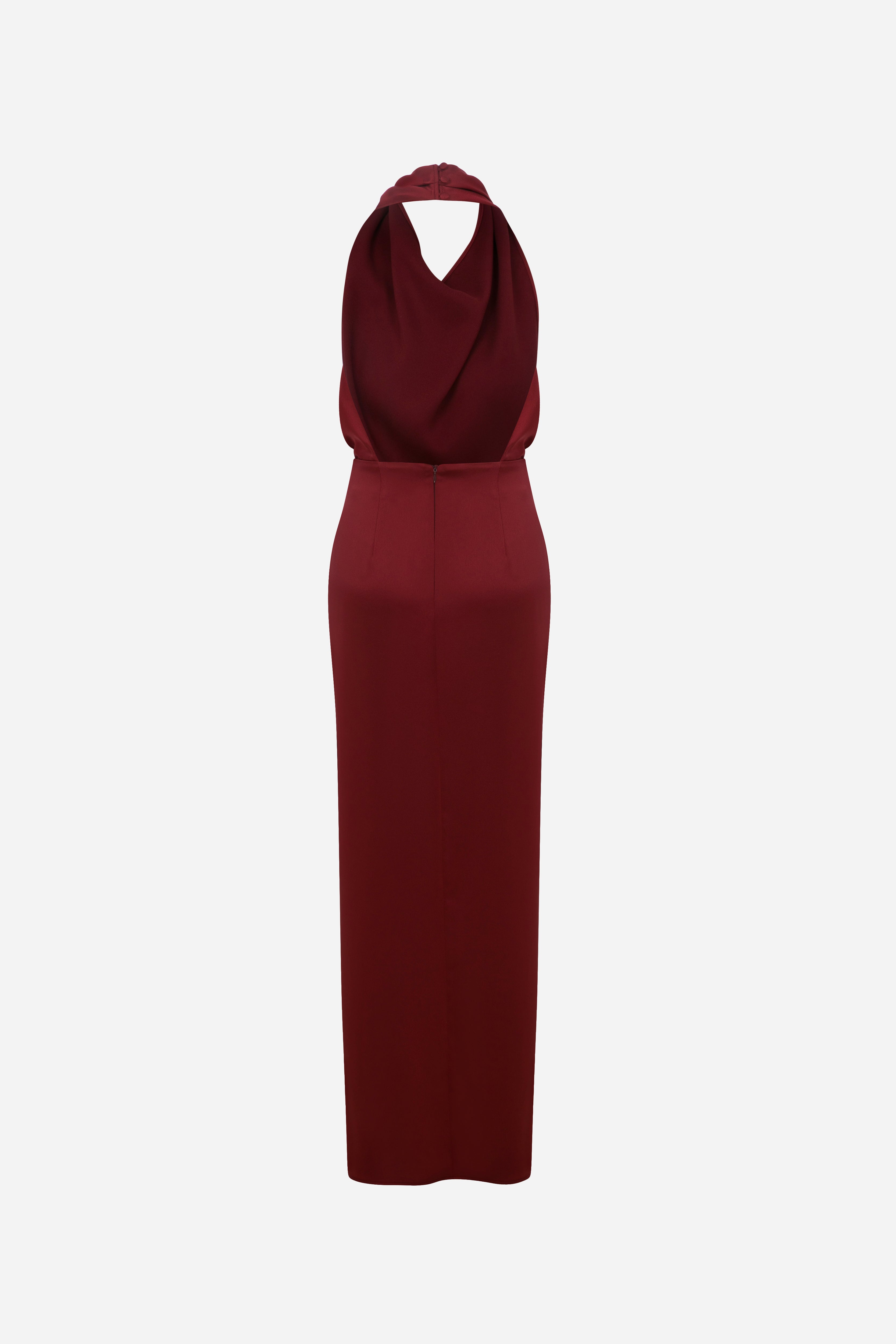 Alina - Satin Maxi Dress With Twist Detail