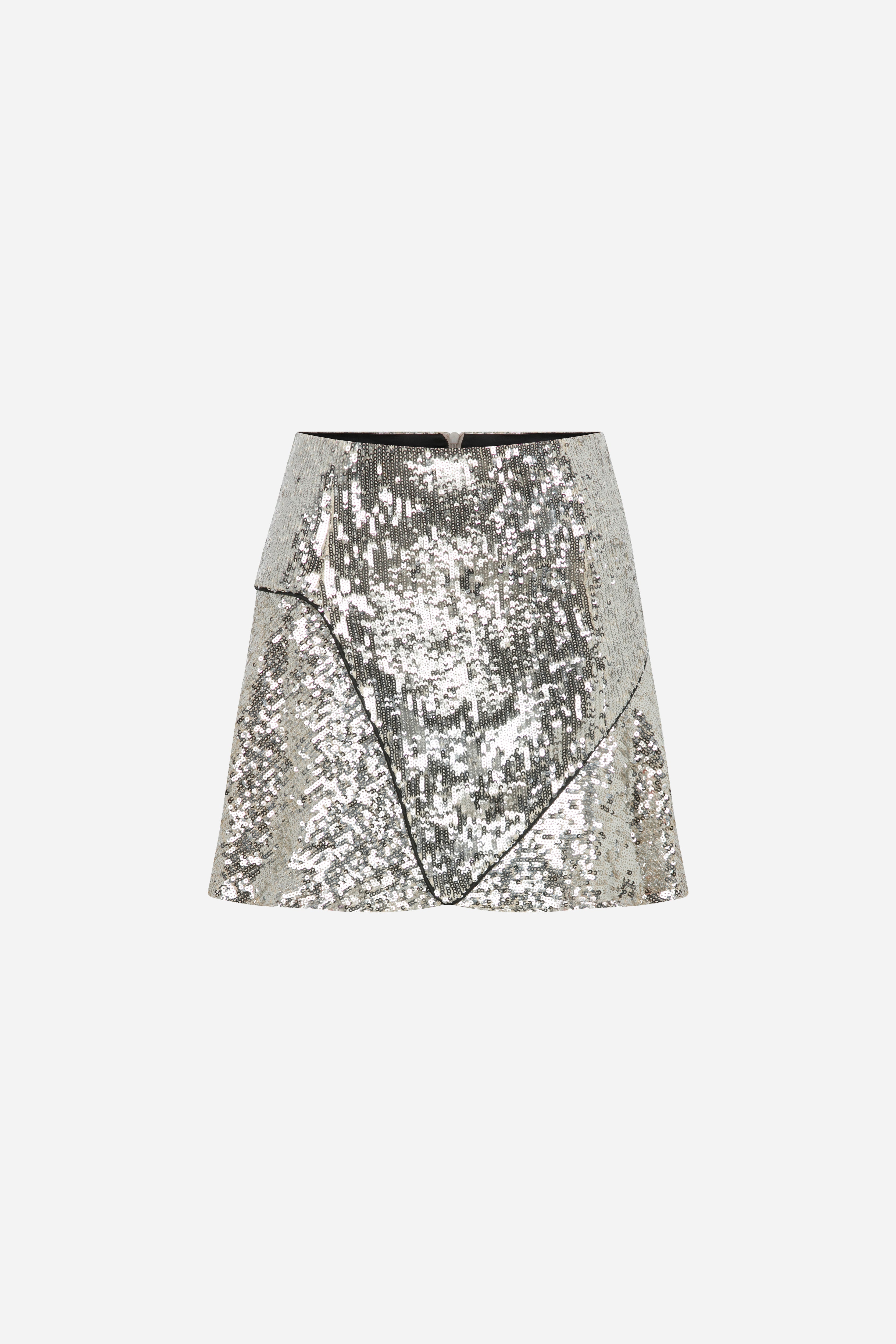 Emilia - Sequin Mini Skirt With Piping Details
