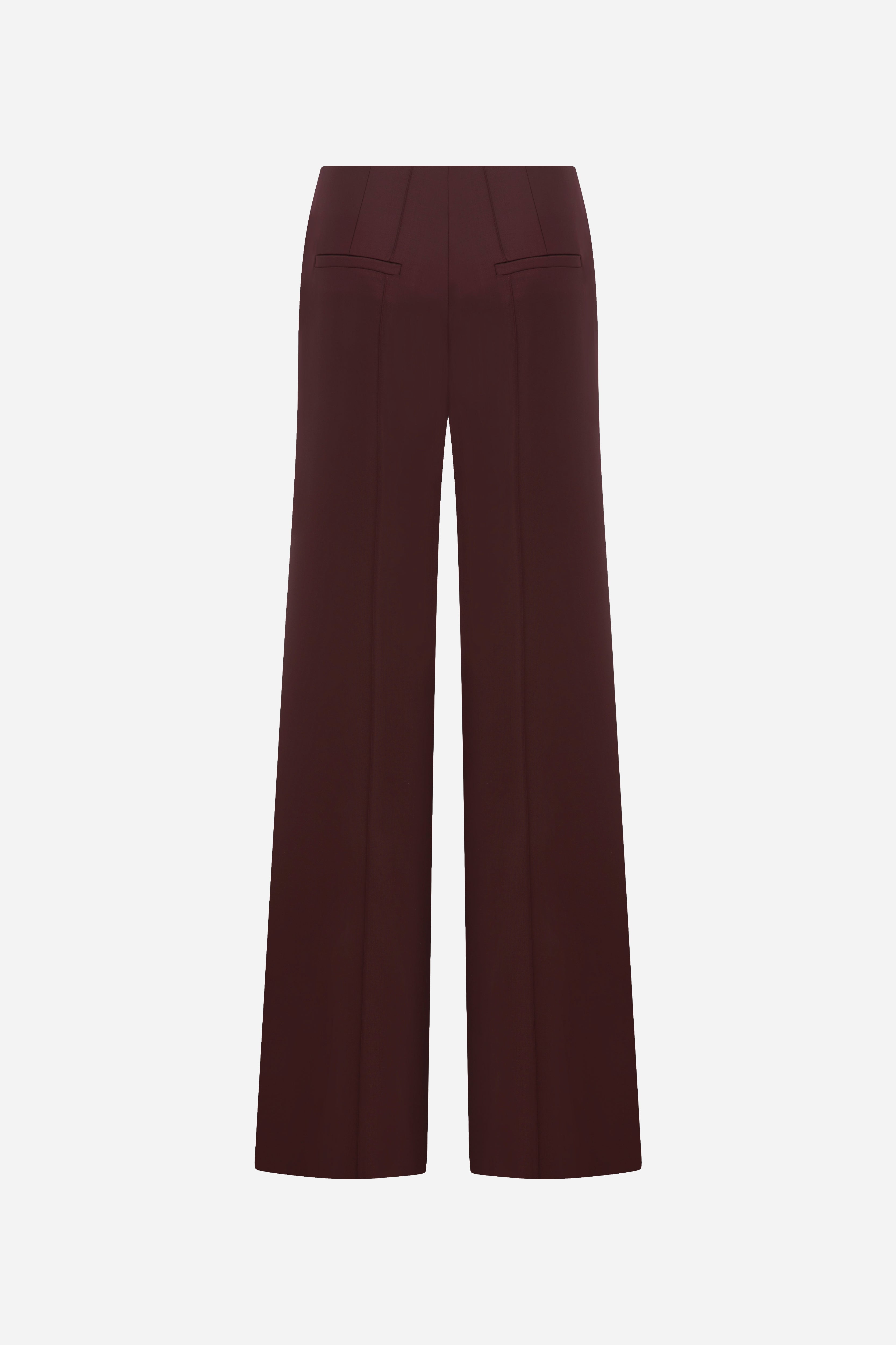 Syvie - Regular Fit Wool Trousers in Burgundy