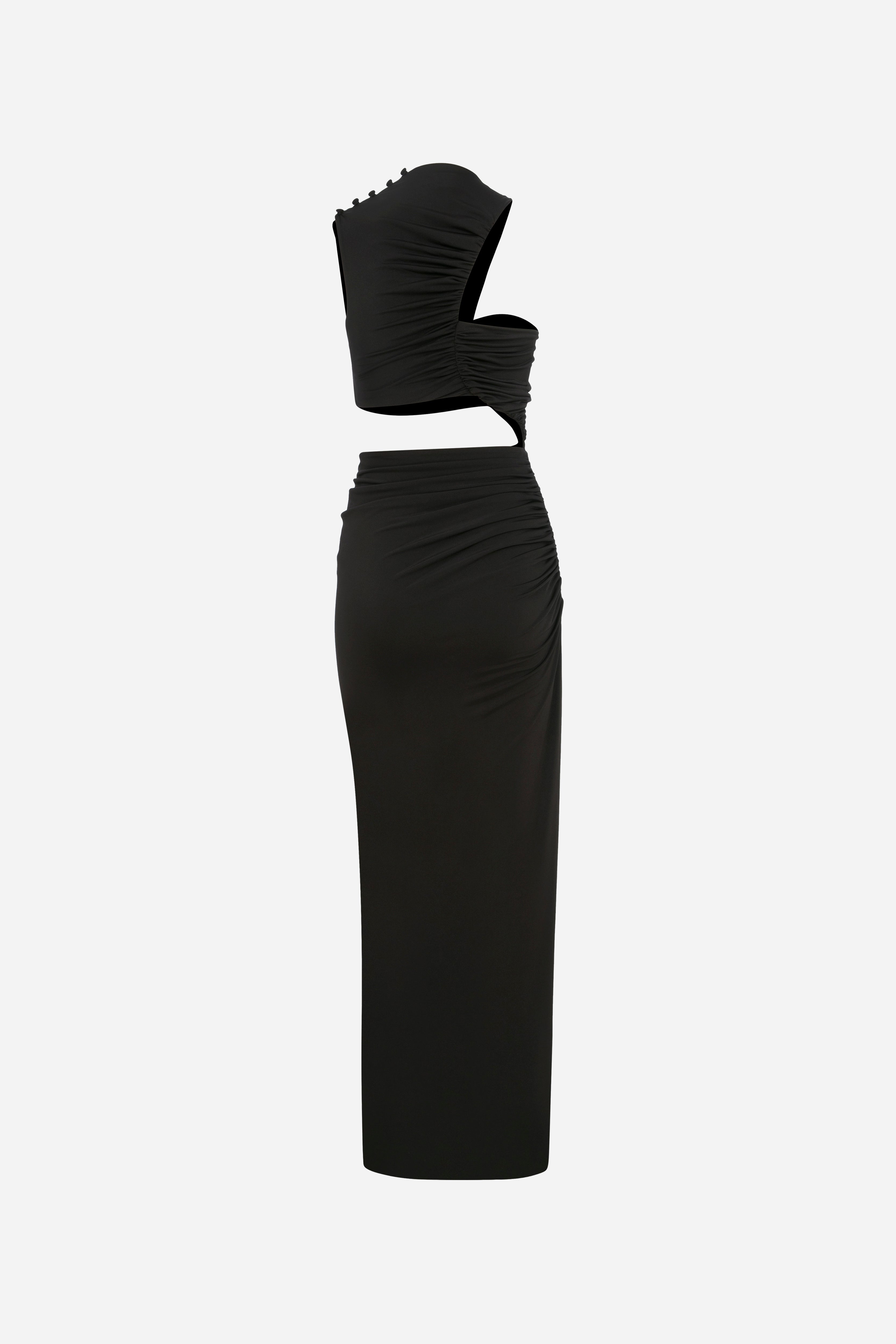 BLAIR - JERSEY DRESS WITH SIDE SLIT IN BLACK