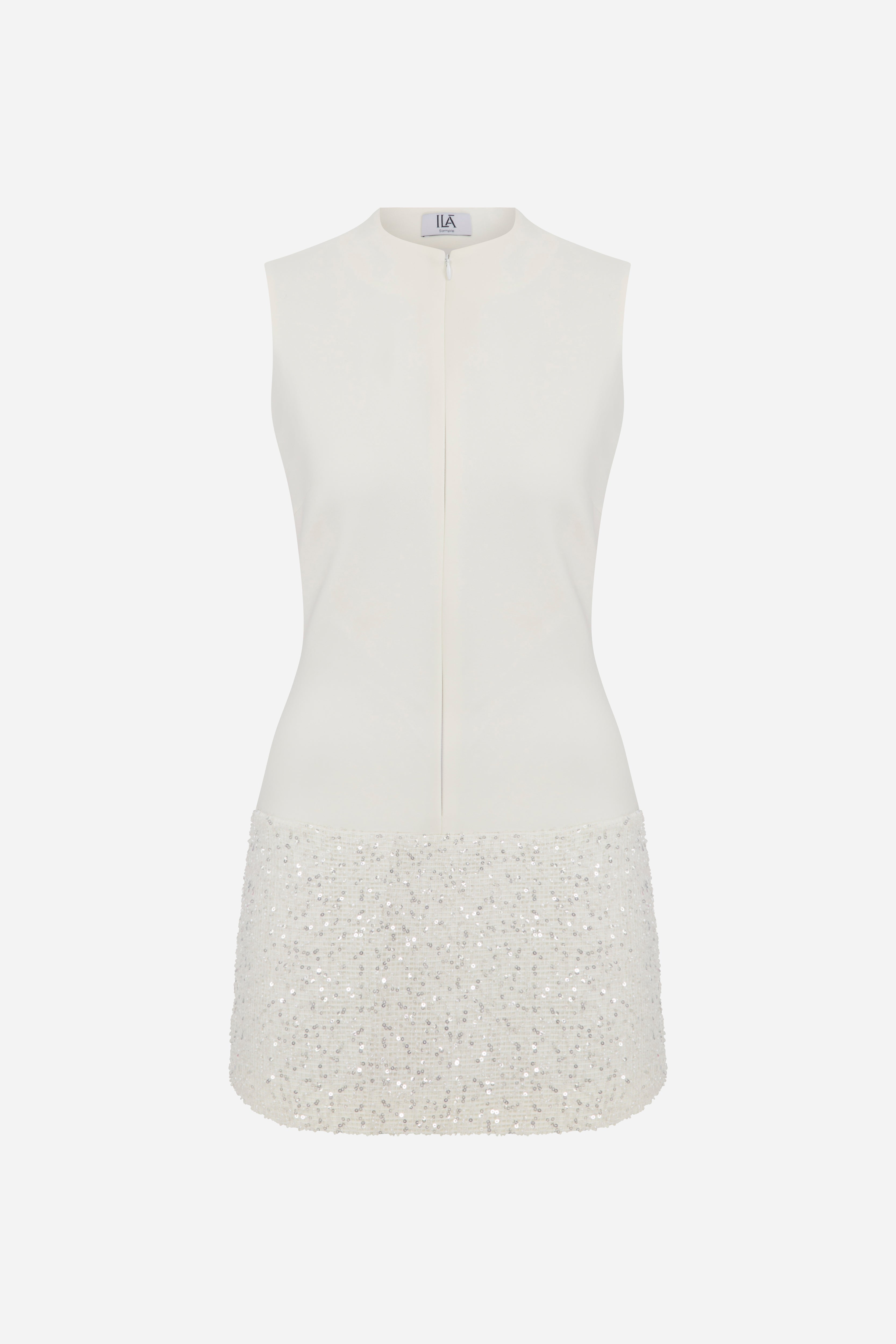 Nadia - Mini Dress with Sequin Detail in White