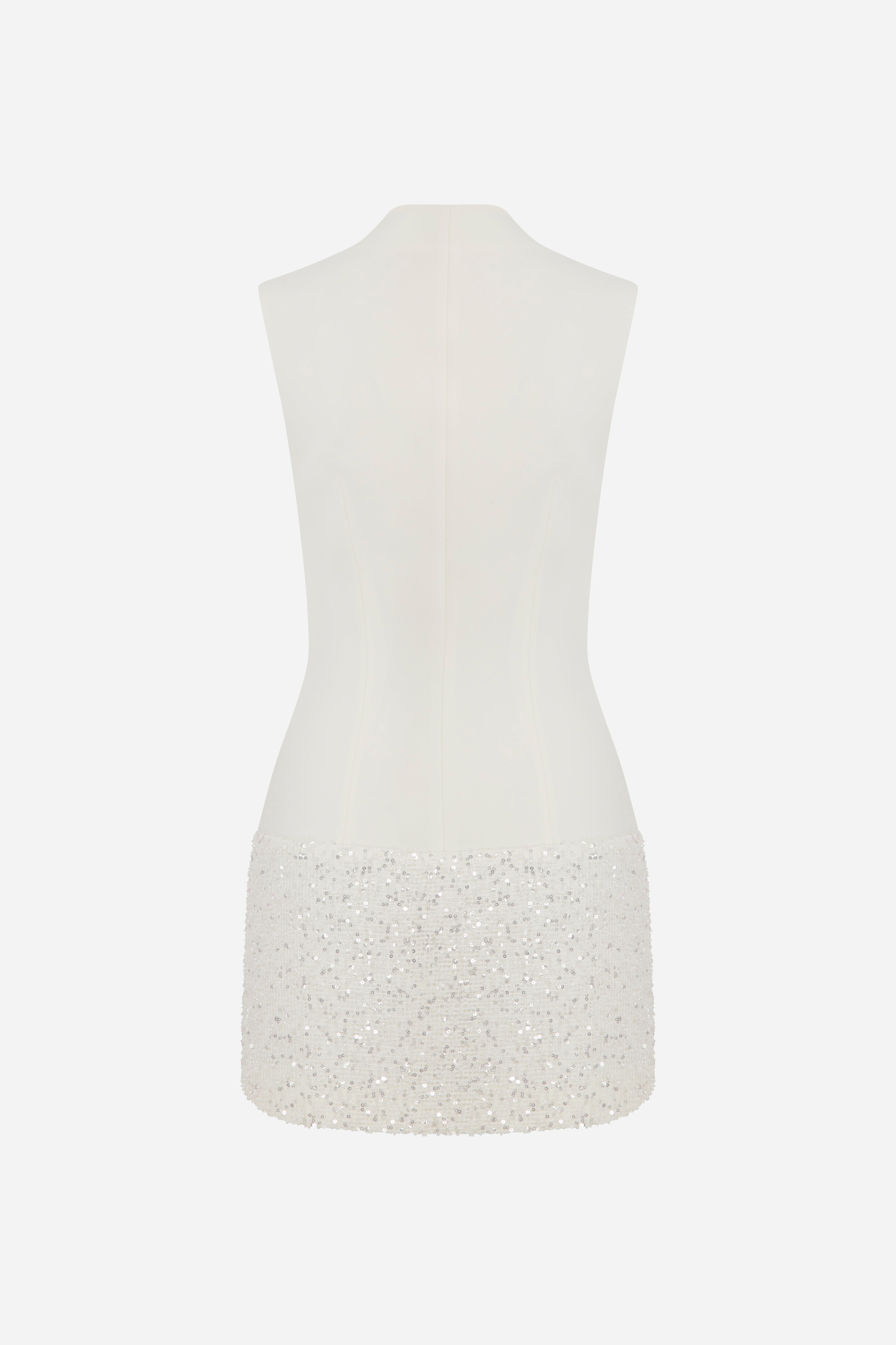 Nadia - Mini Dress with Sequin Detail in White