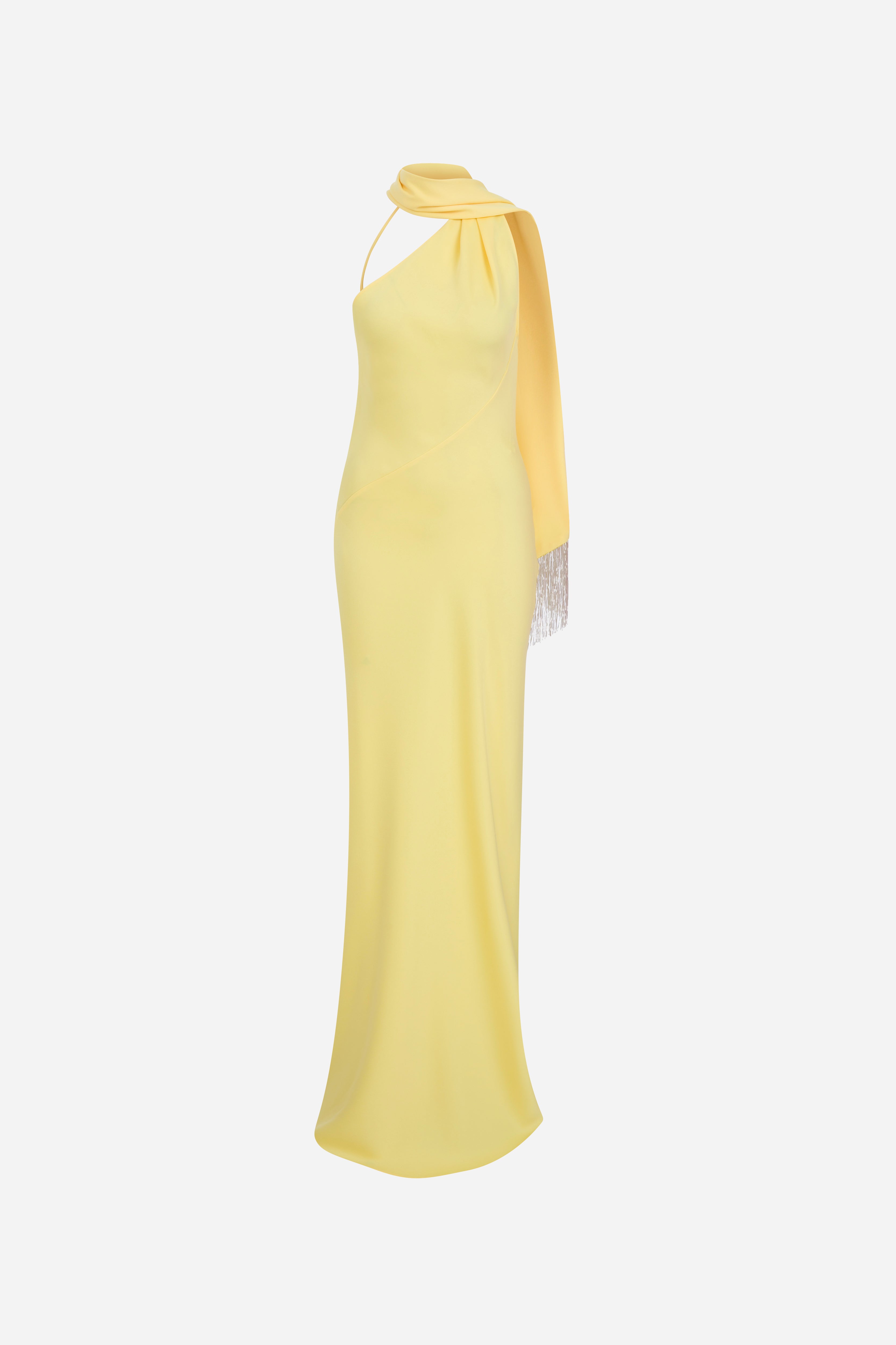 yellow satin dress one shoulder Show You Love One Shoulder Satin Maxi Dress Yellow Size XL from Hello Molly