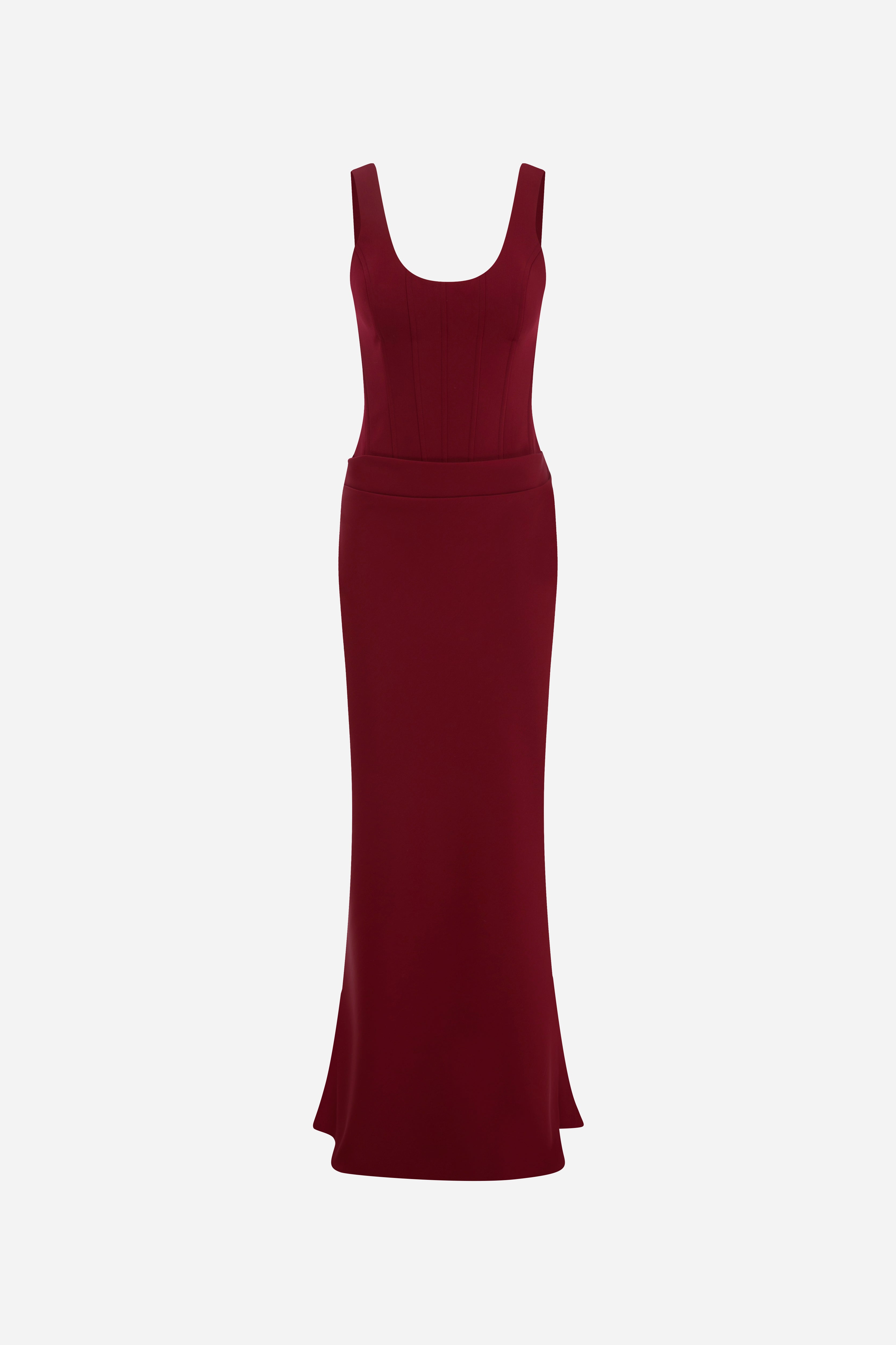 Sierra - U Neck Corset Detailed Maxi Dress
