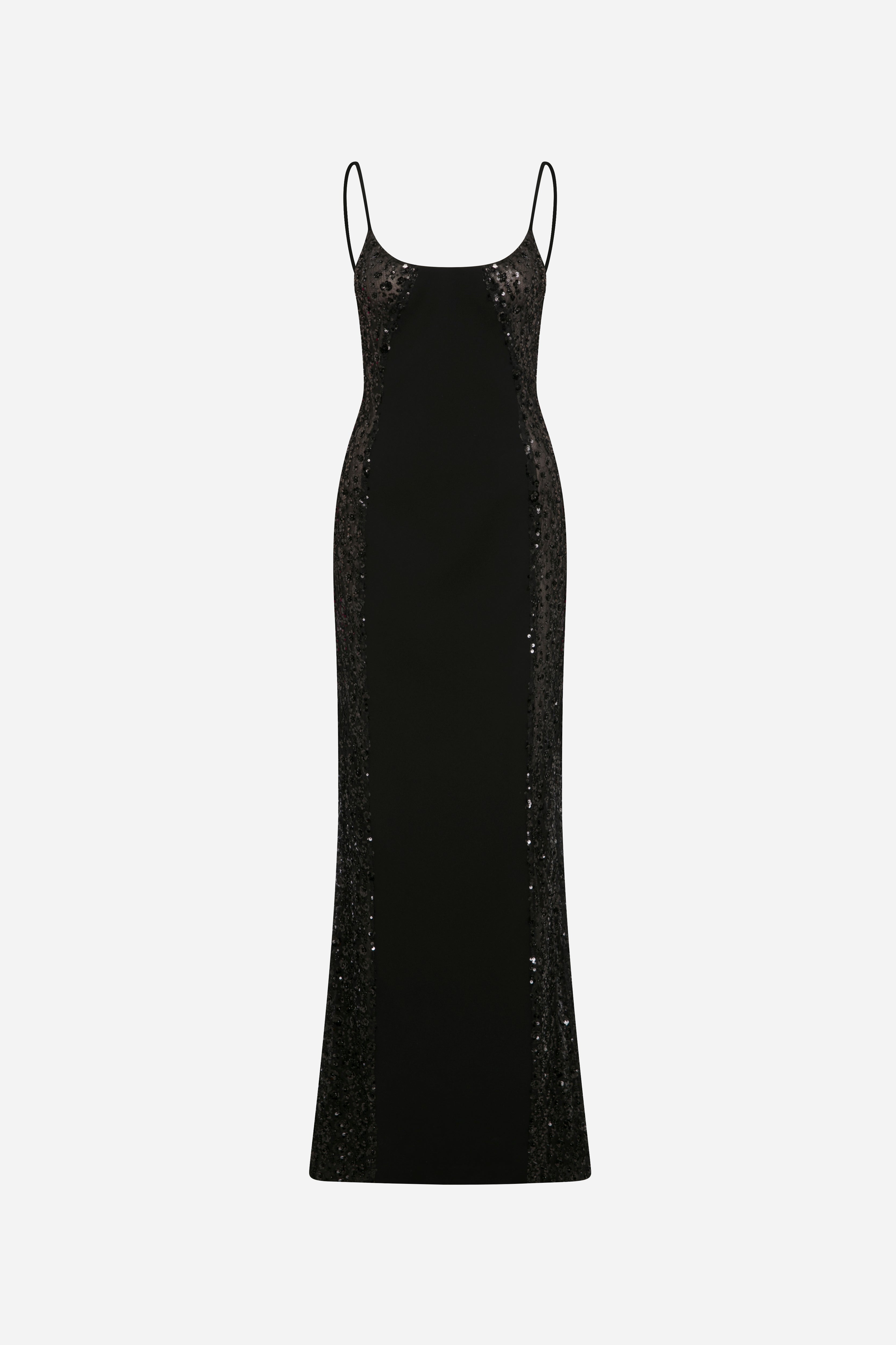 Violet-Sequin Details Slip Dress in Black – ILA Official