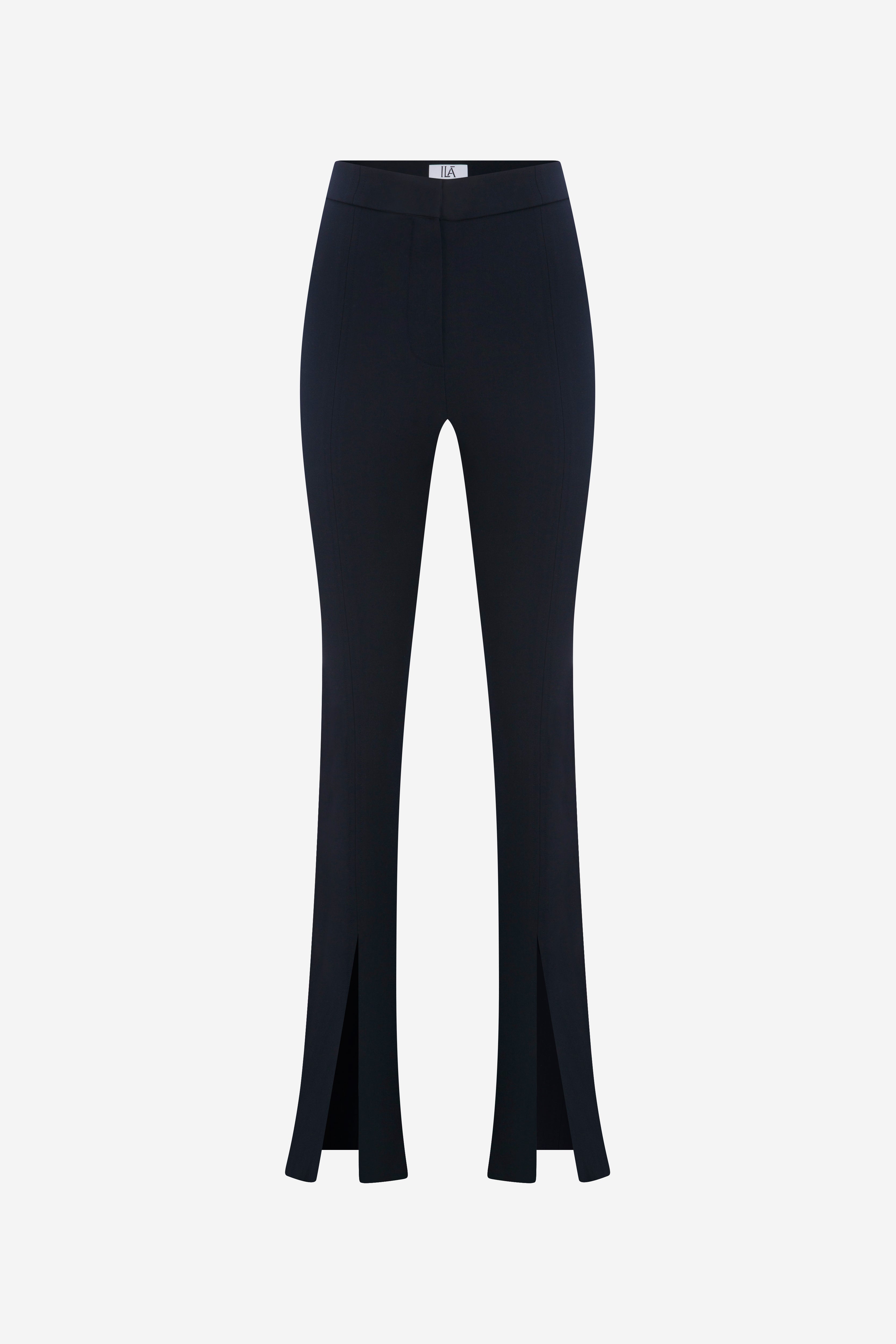 Canis - Trousers With Front Slit in Navy Blue