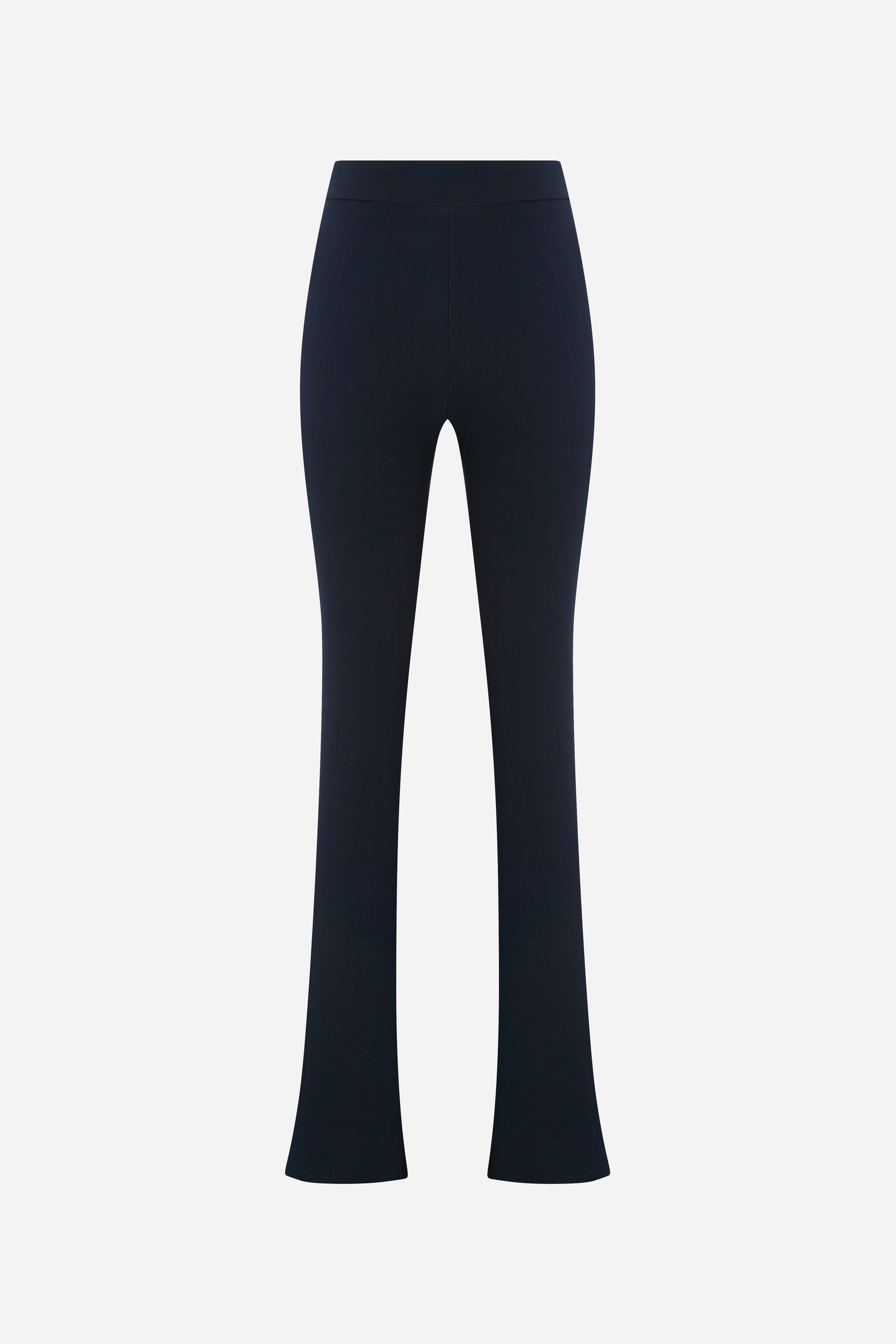 Canis - Trousers With Front Slit in Navy Blue