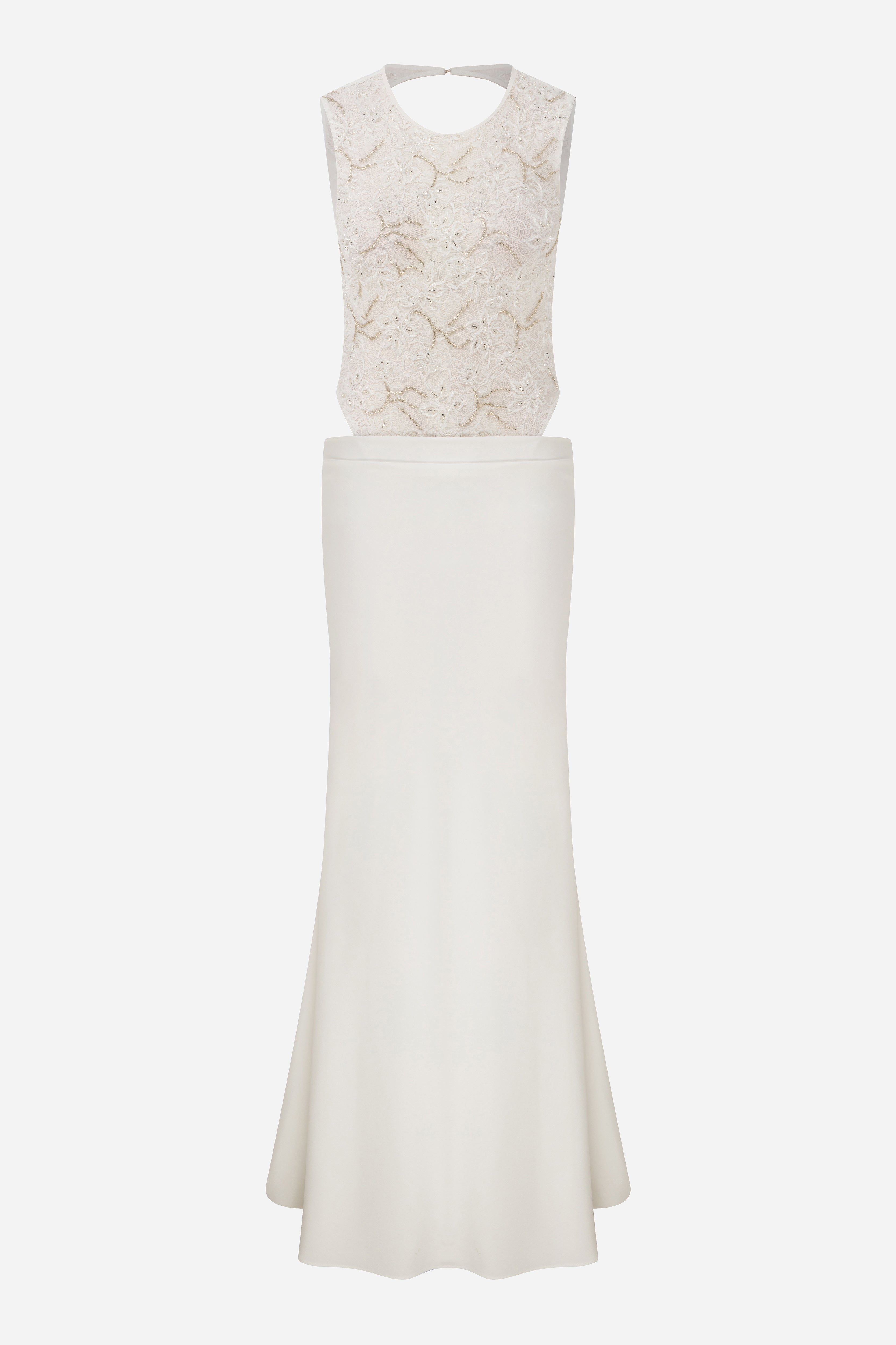 Nia - Backless Maxi Dress with Lace Bodice