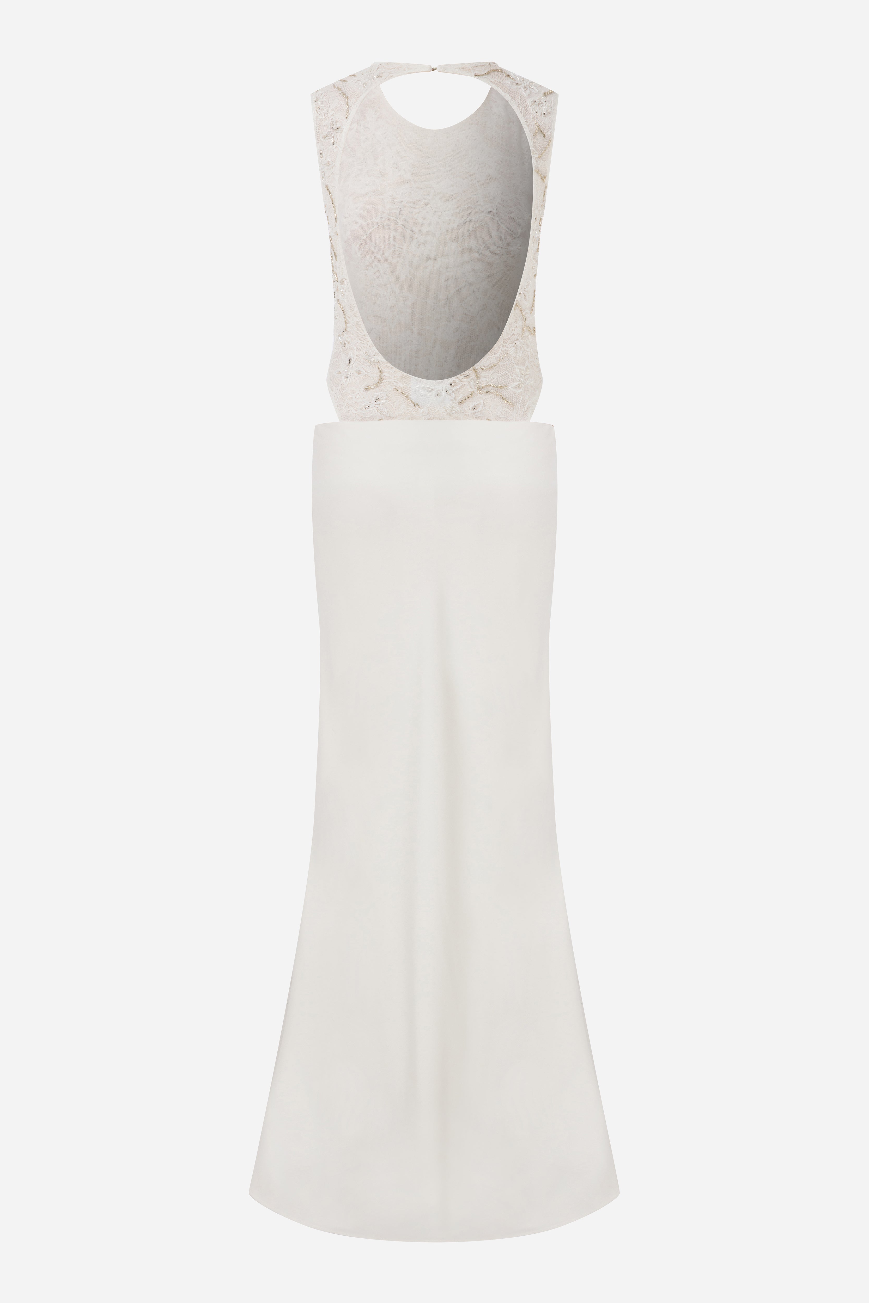 Nia - Backless Maxi Dress with Lace Bodice