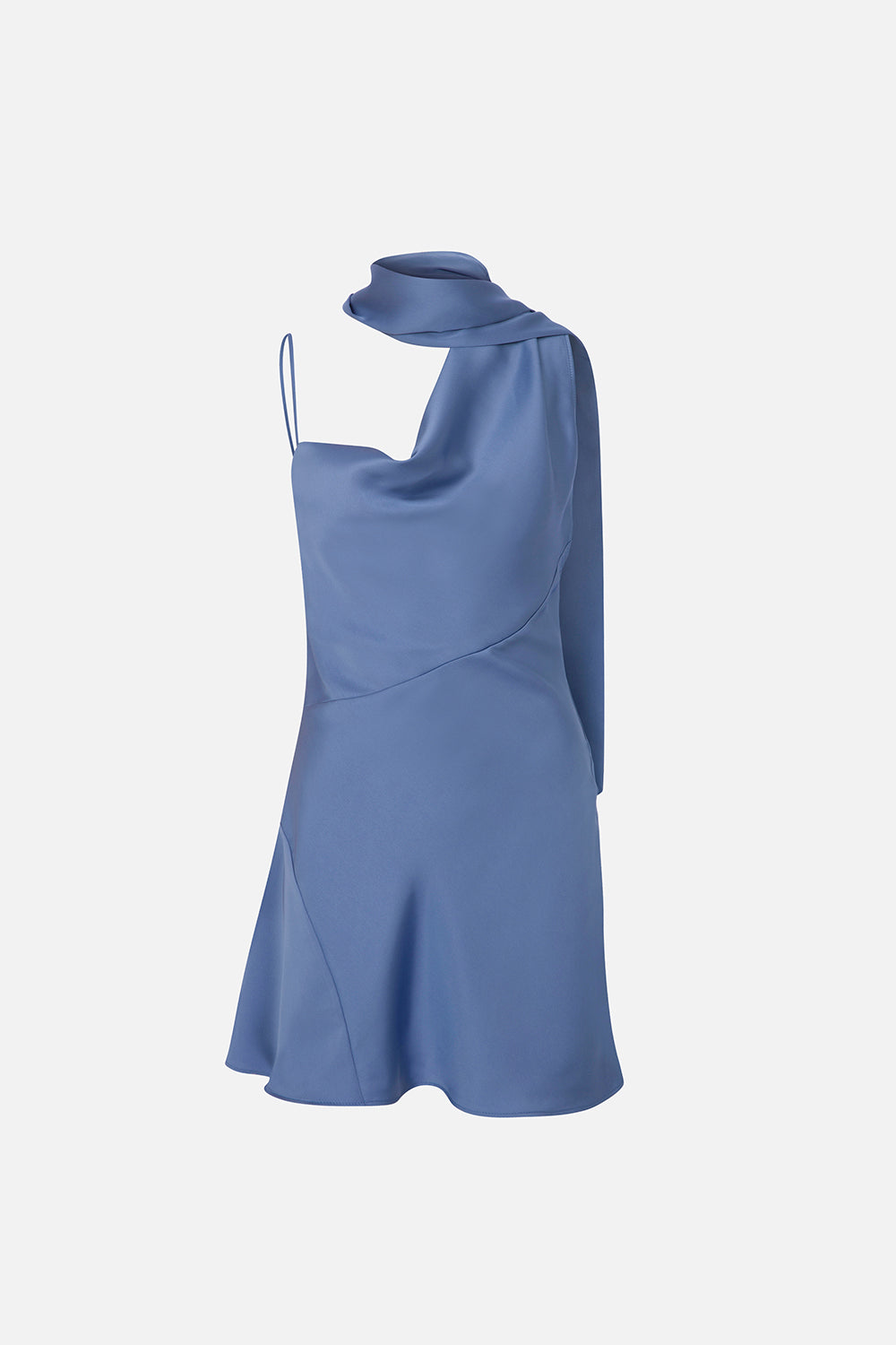 satin asymmetrical sleeveless mini dress Micas Satin Asymmetrical Sleeveless Mini Dress