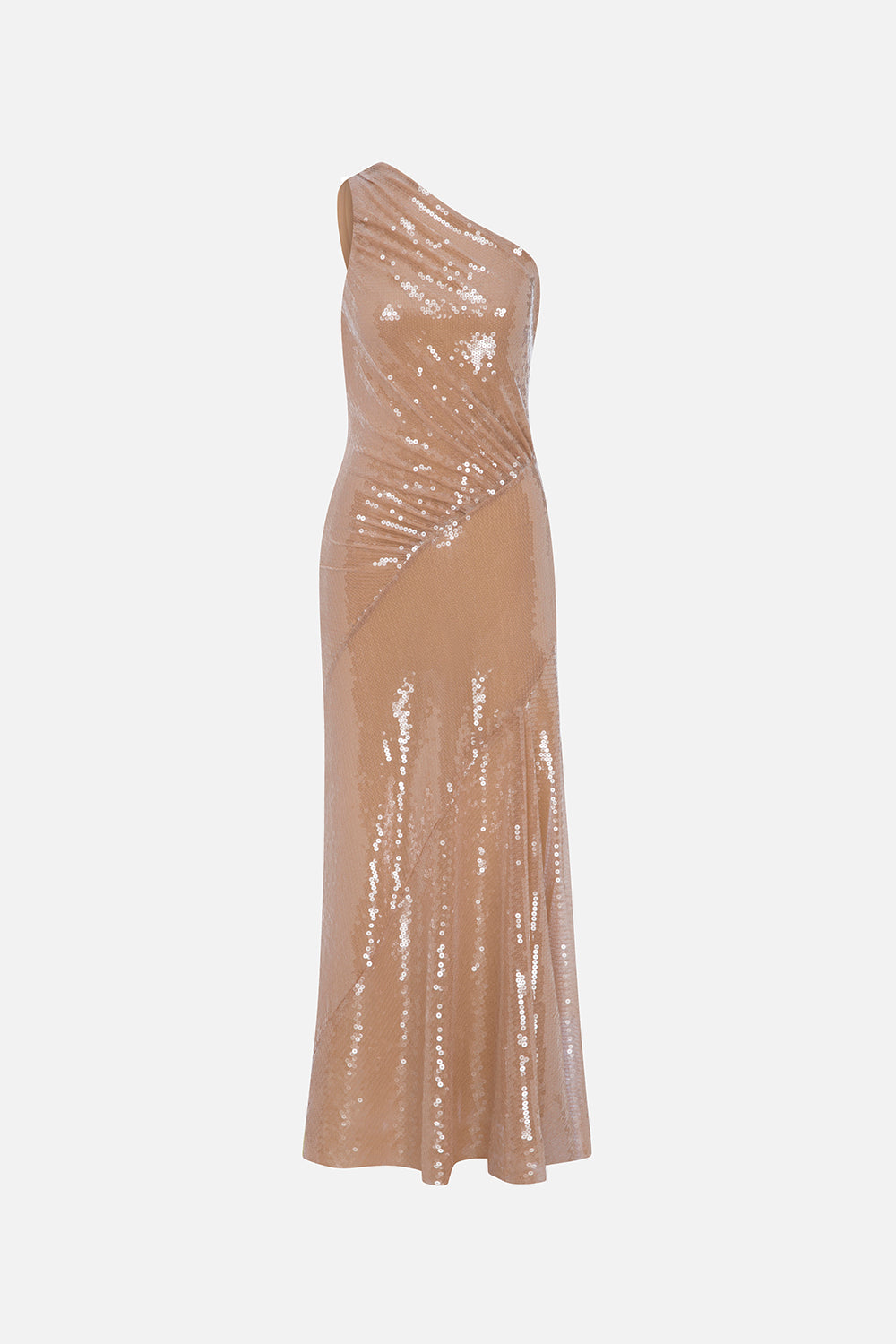 calvin klein one shoulder sequin dress Calvin Klein One Shoulder Single Sleeve Sexy Sequin Trim Floor Length Dress  Gown