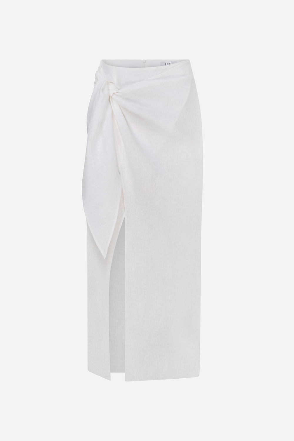 Lear - Linen Tie-Detail Midi Skirt