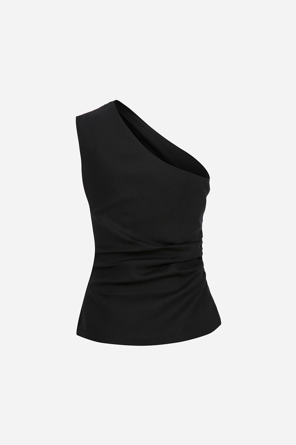 Mia - Linen One Shoulder Draped Detailed Blouse