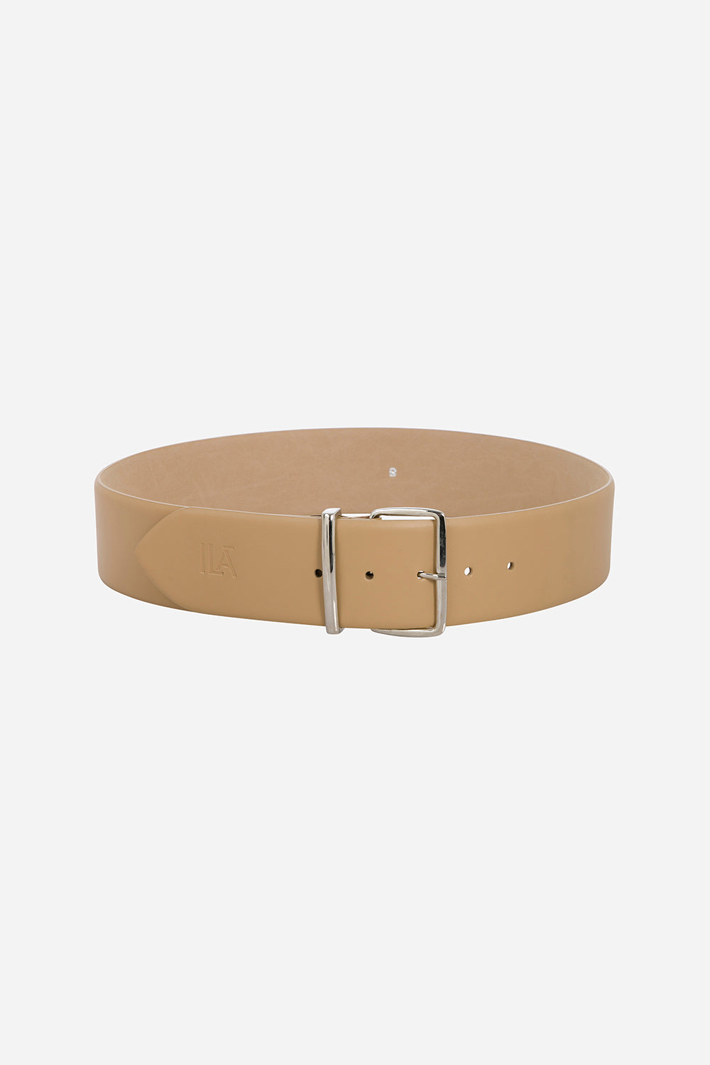 Mel - Wide Leather Belt With Silver Buckle