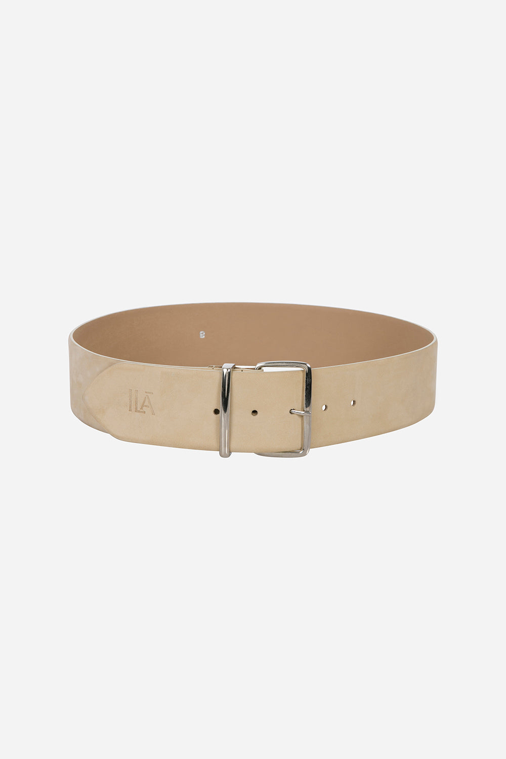 Gina- Nubuck Wide Leather Belt With Silver Buckle