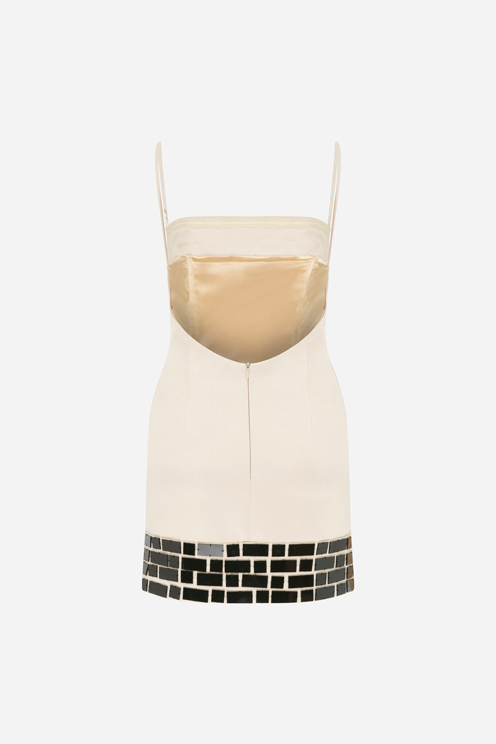 Carole - Backless Mini Dress With Hand Stitched Mirrors