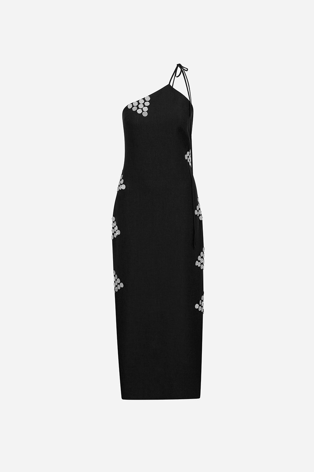 Odine - Linen Dress With Handmade Mirror Details