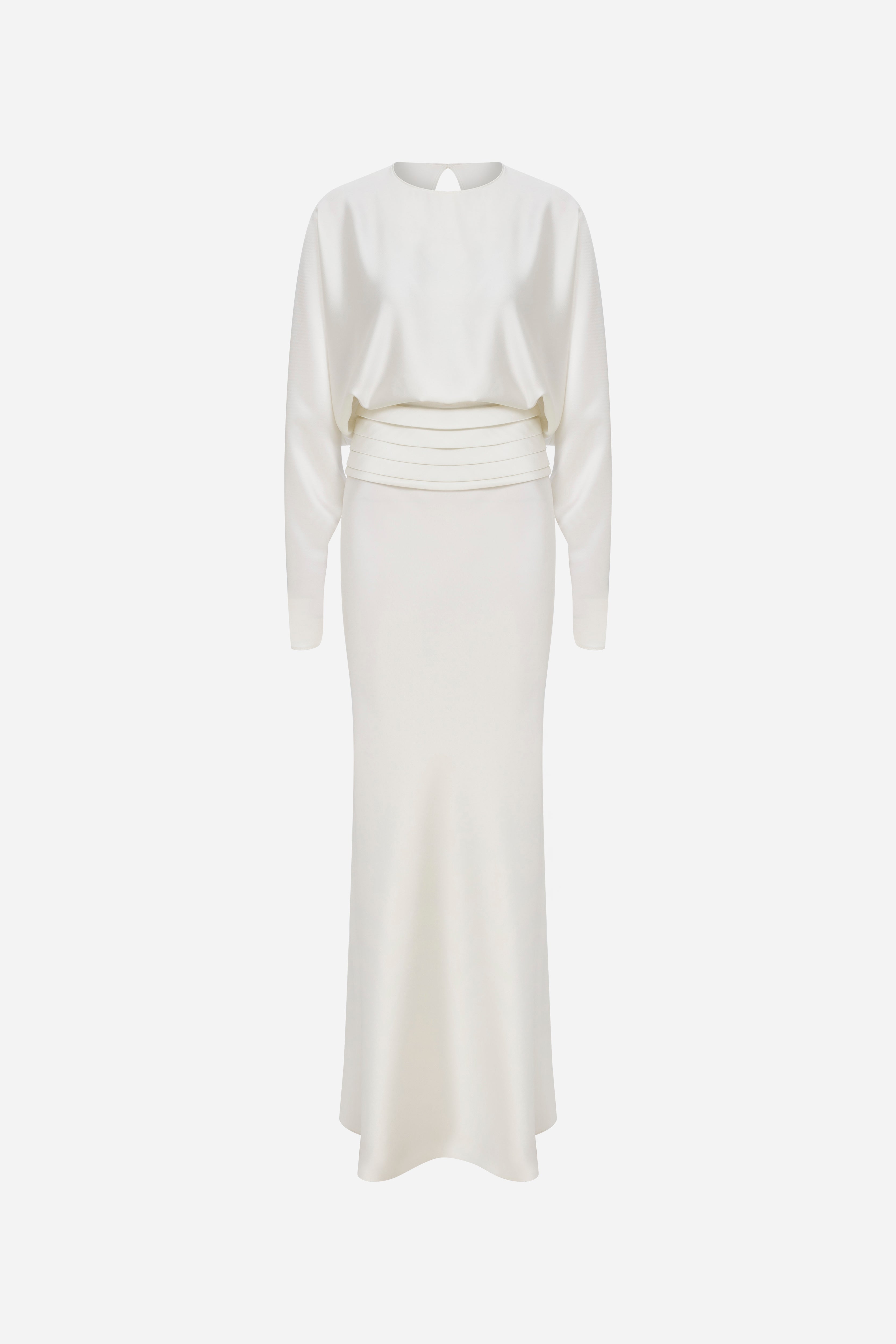 Brooklyn - Satin Maxi Dress With Open Back With Tuxedo Belt