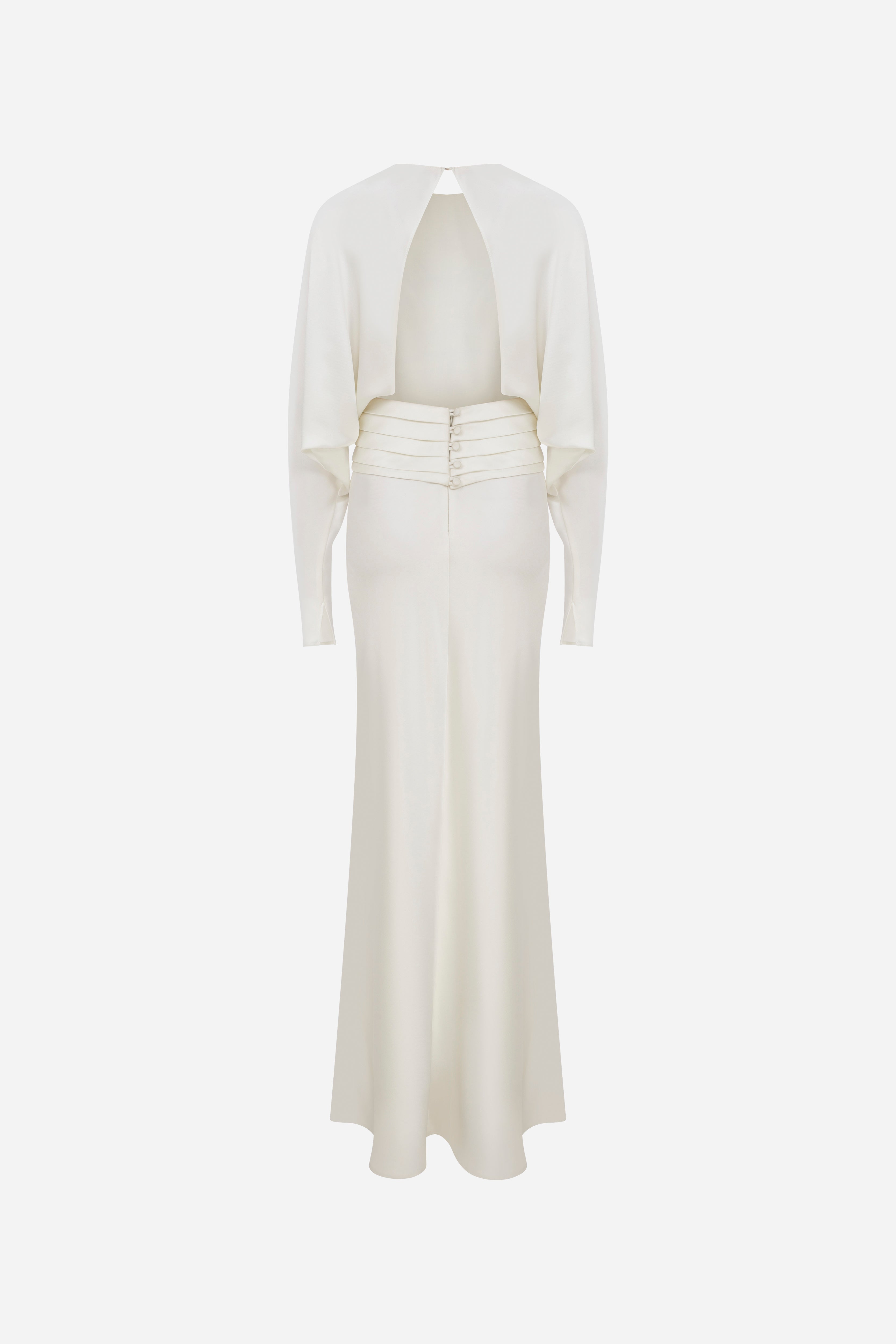 Brooklyn - Satin Maxi Dress With Open Back With Tuxedo Belt