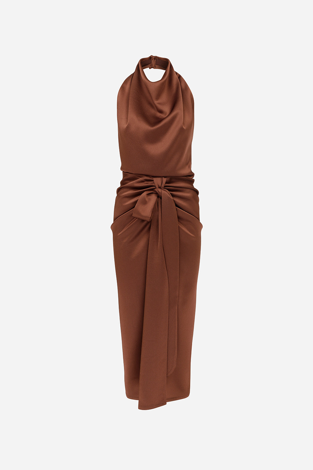 Aries - Satin Midi Dress With Open Back