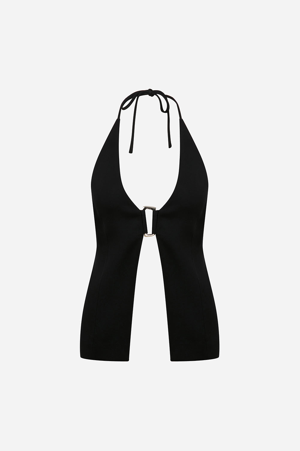June-Open-Back Vest With Front Accessory Detail in Black – ILA