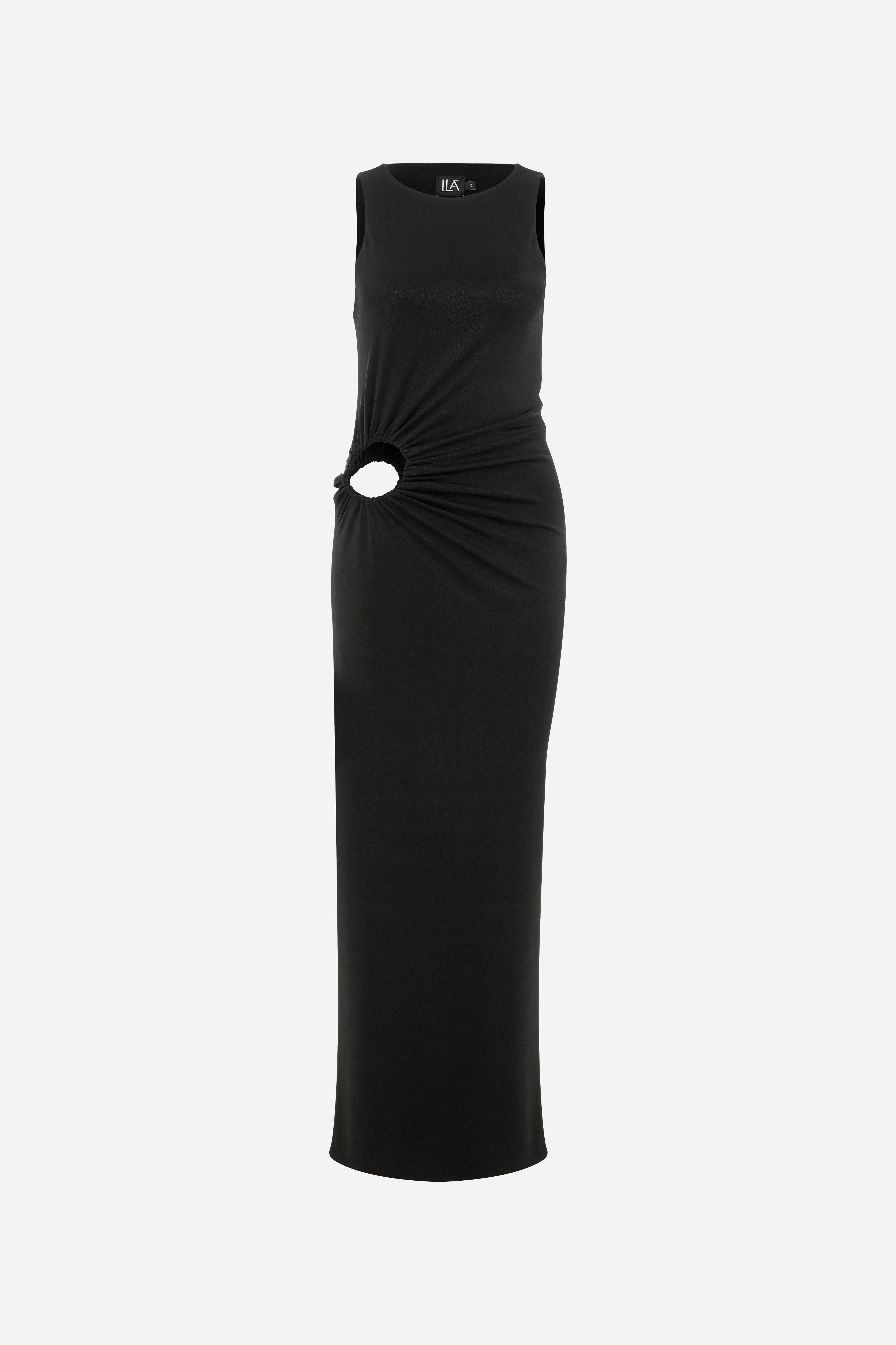 GRETA - MAXI JERSEY DRESS WITH CUTOUT DETAIL in BLACK