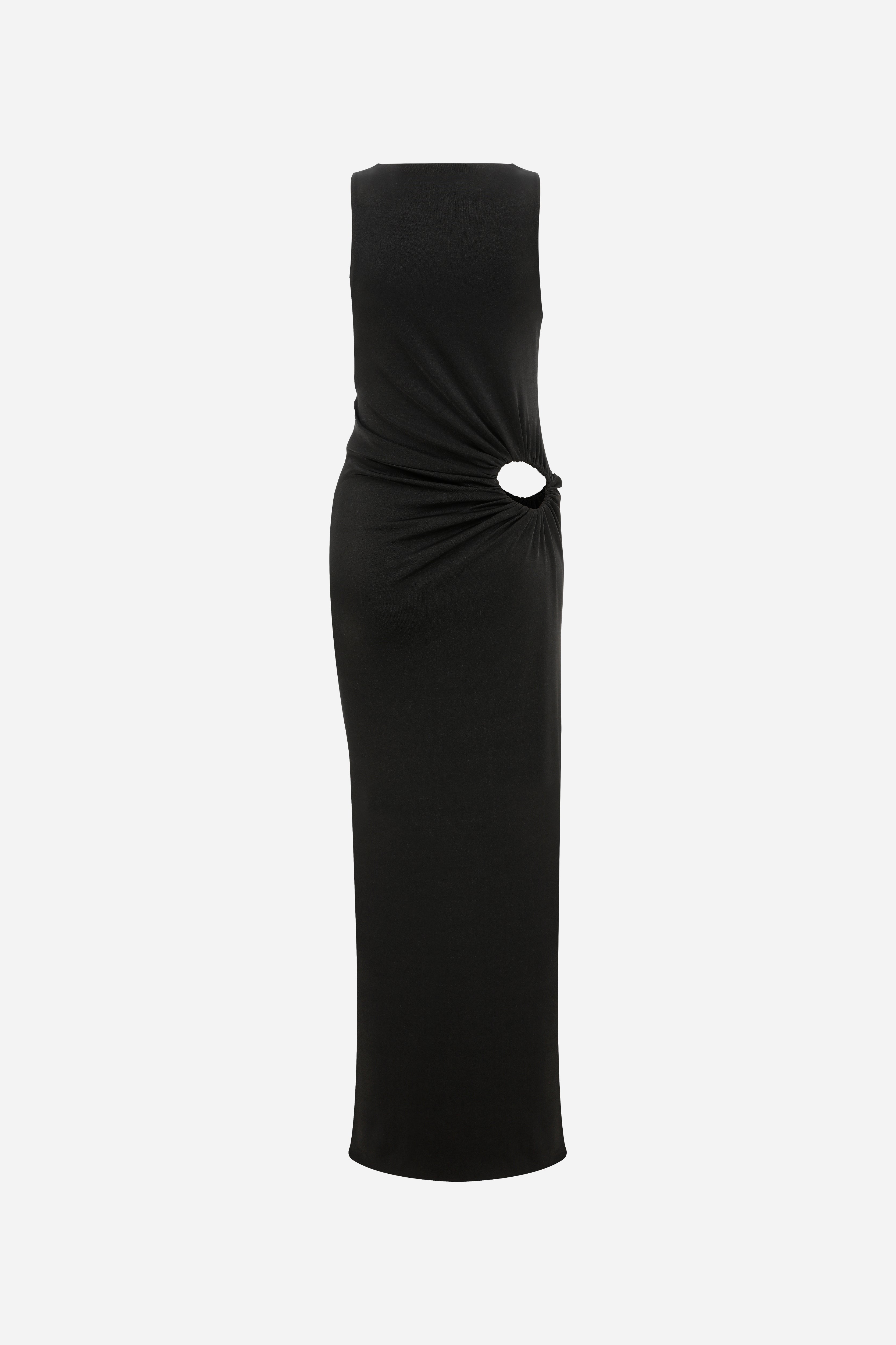 GRETA - MAXI JERSEY DRESS WITH CUTOUT DETAIL in BLACK