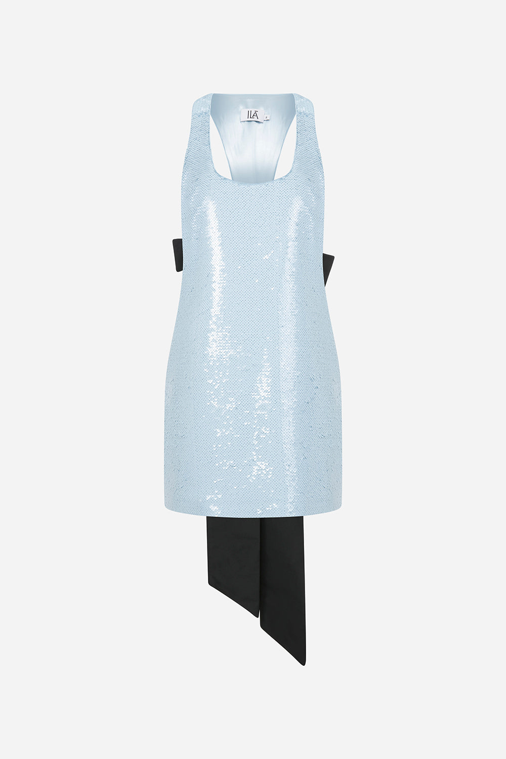 Chita - U Neck Sequin Mini Dress With Bow On The Back