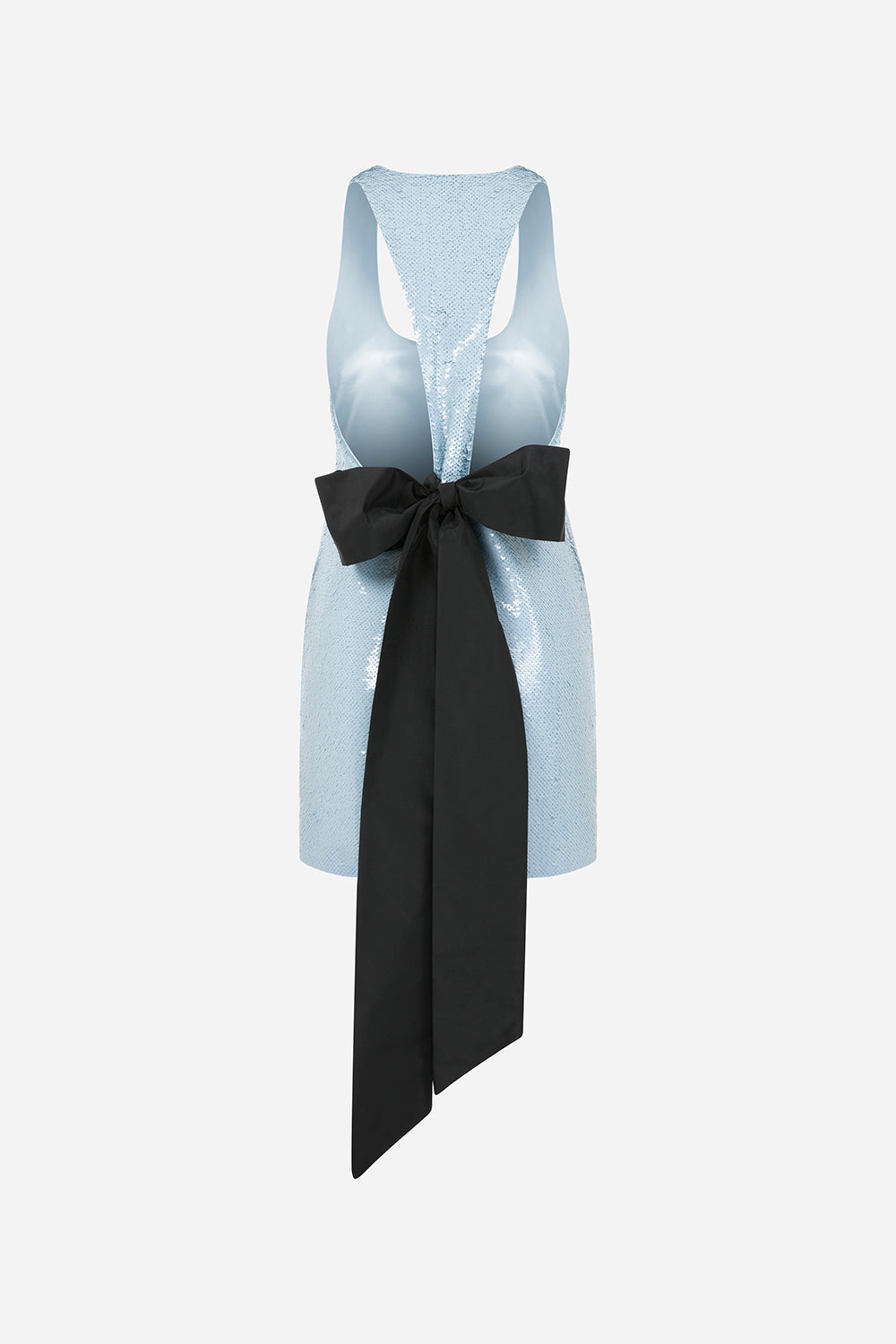 Chita - U Neck Sequin Mini Dress With Bow On The Back