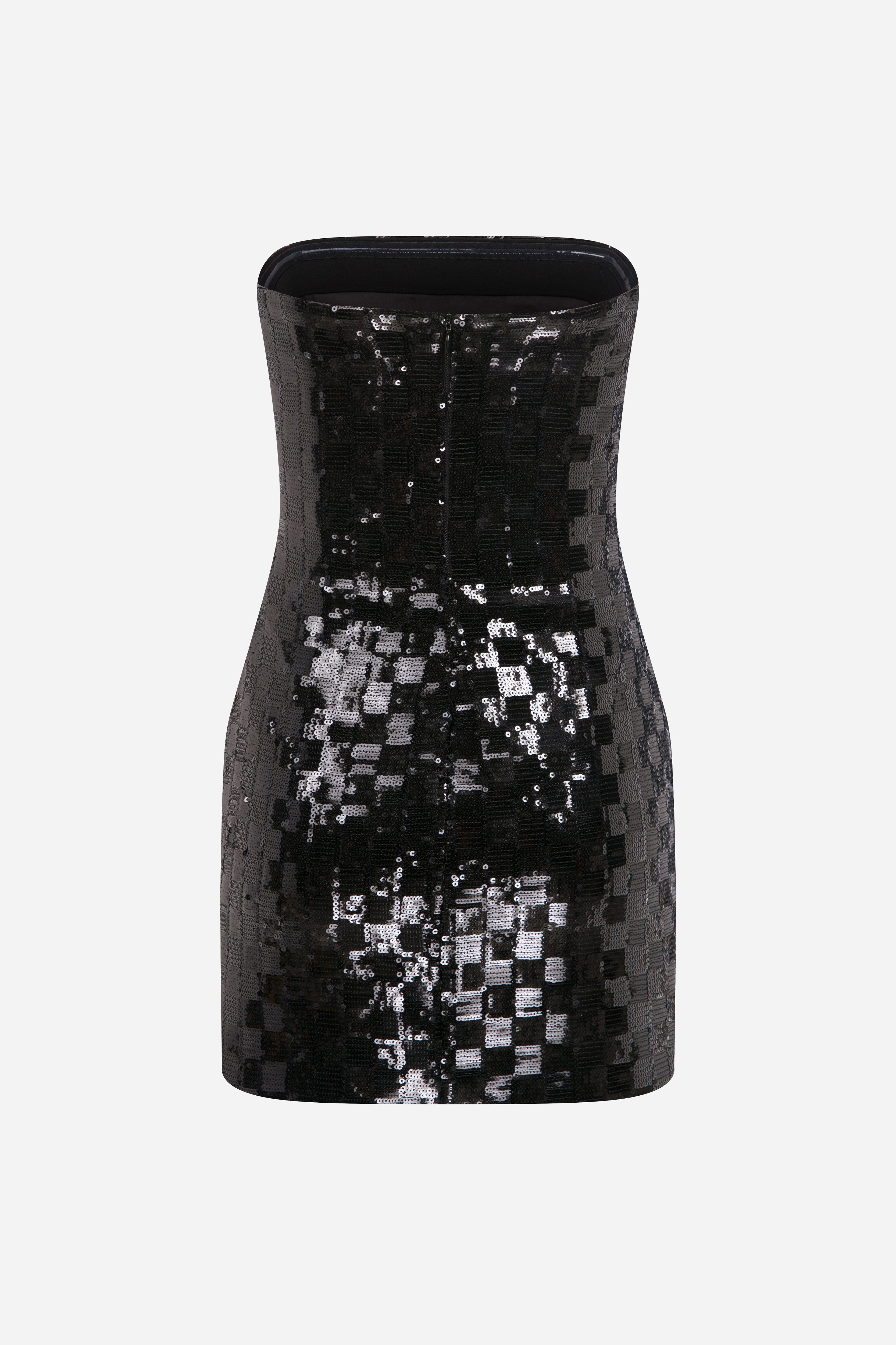 Vivian - Strapless Mini Sequin Dress With Hand Stitched Mirrors