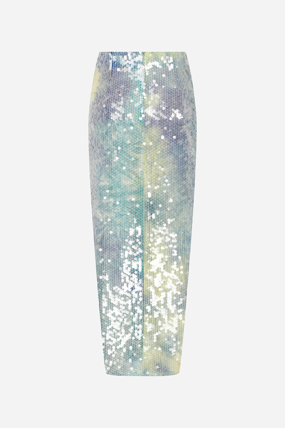 Silver iridescent sequin twist front skirt hotsell