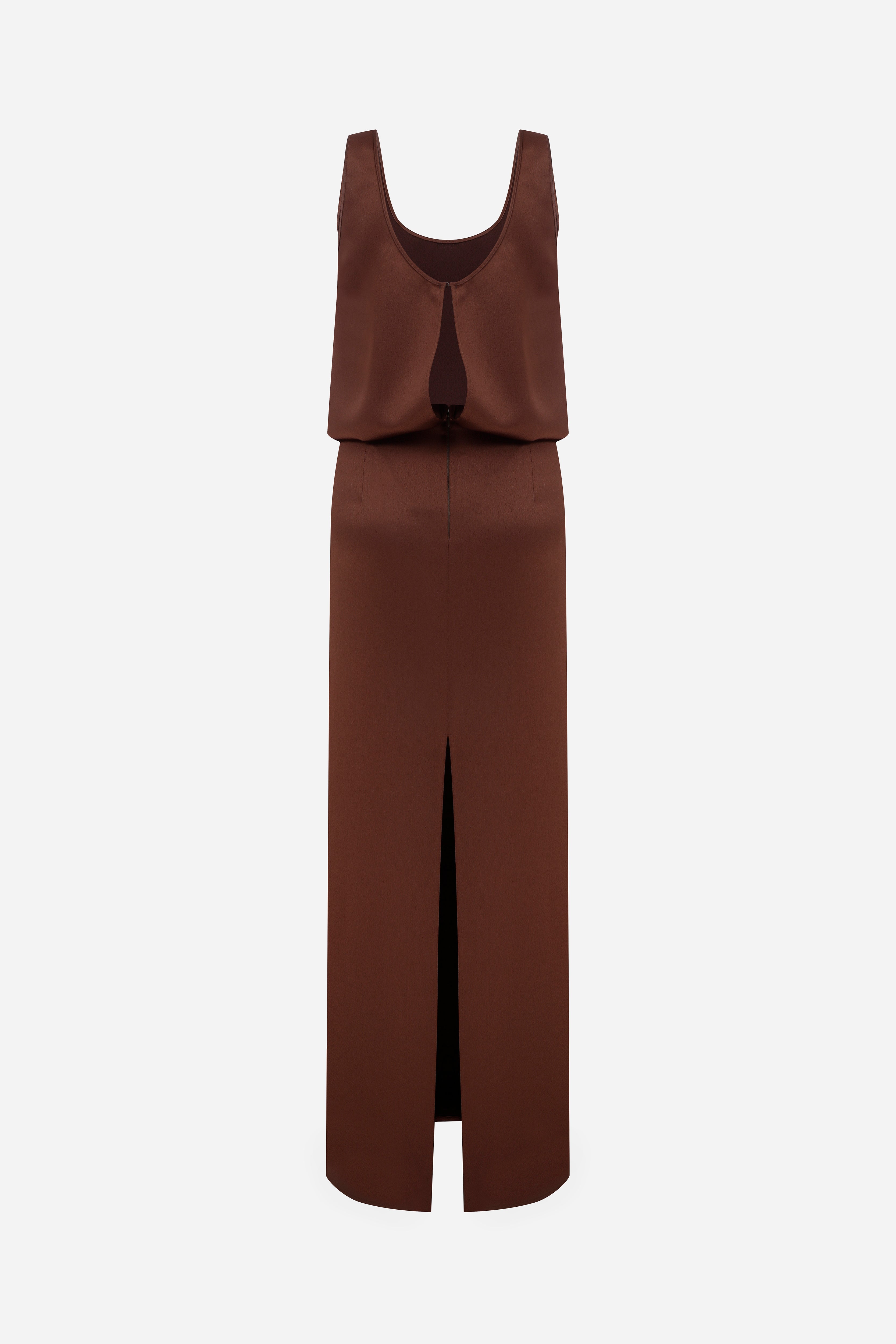 Hilda - U Neck Satin Maxi Dress