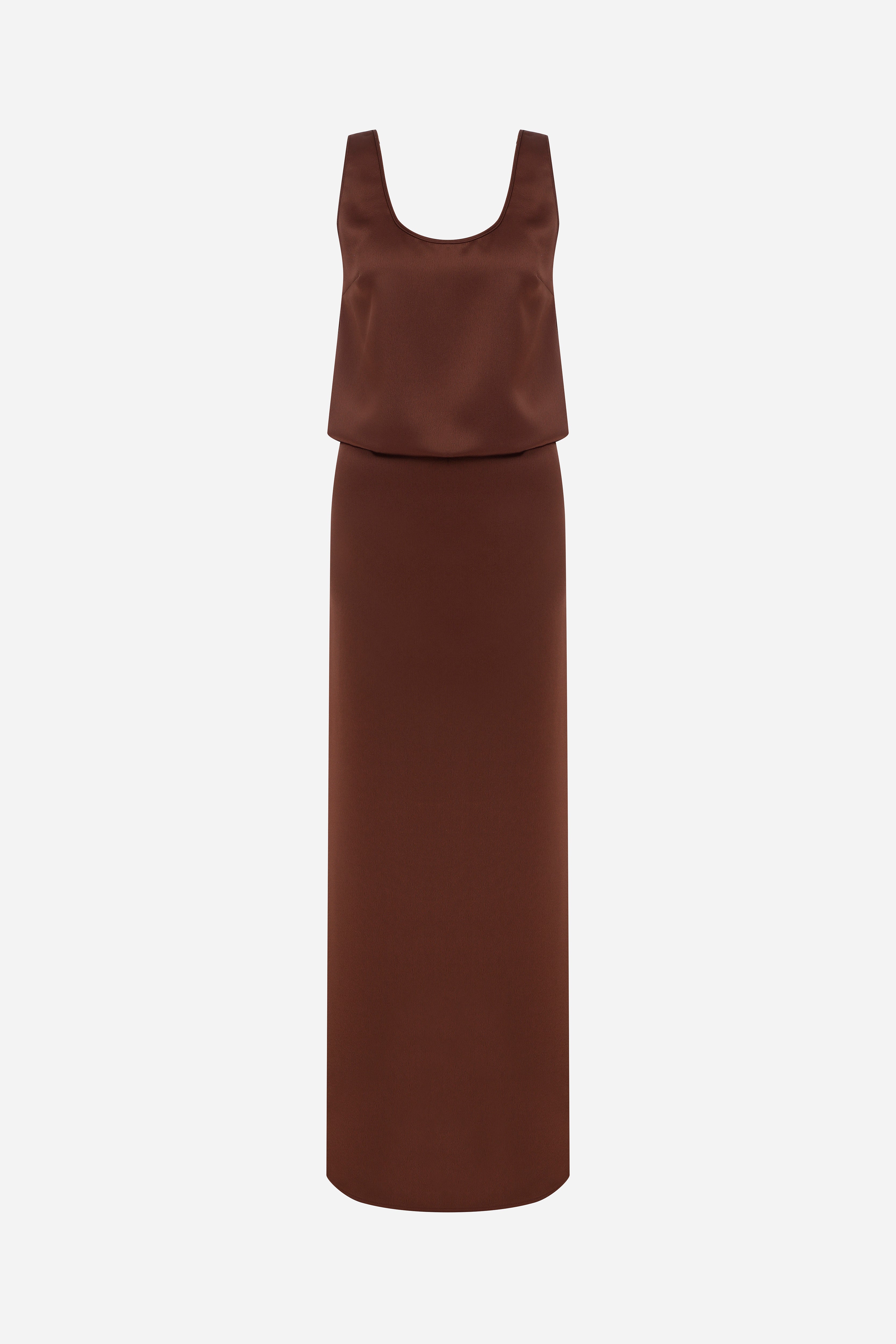 Hilda - U Neck Satin Maxi Dress
