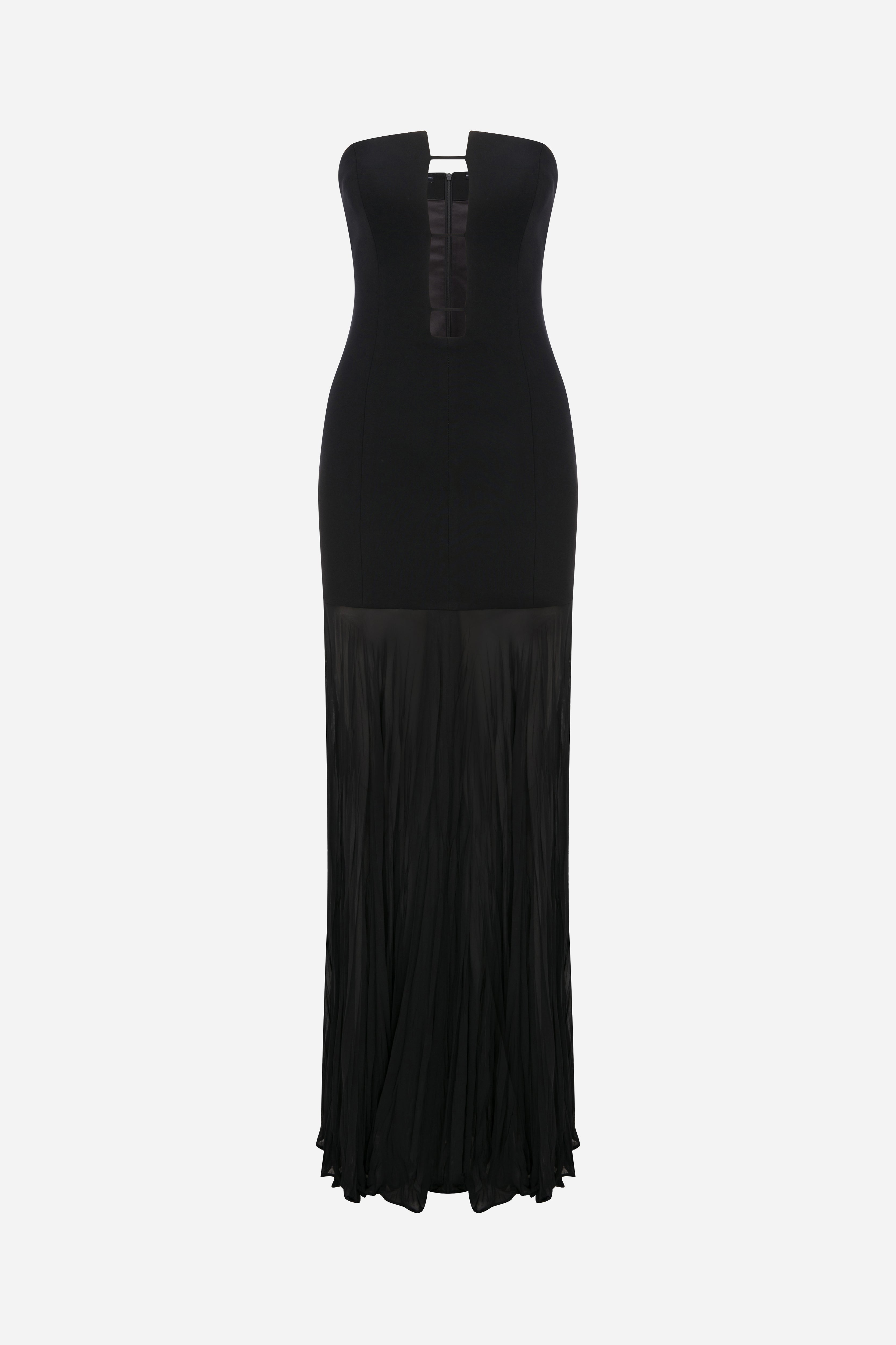 Laura - Strapless 3-String Dress with Crushed Chiffon Detailed