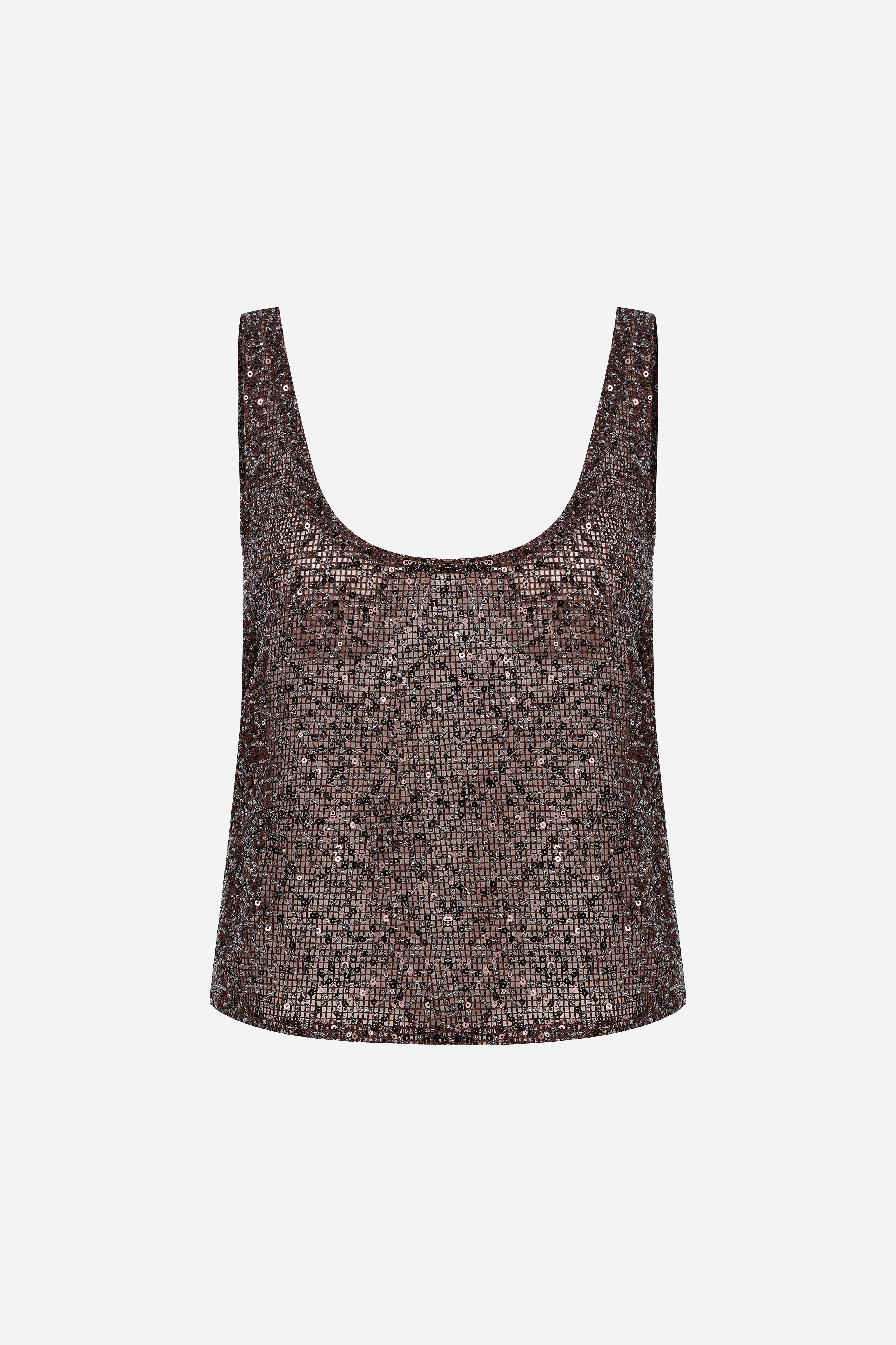 Lend - U Neck Sequin Tank Top