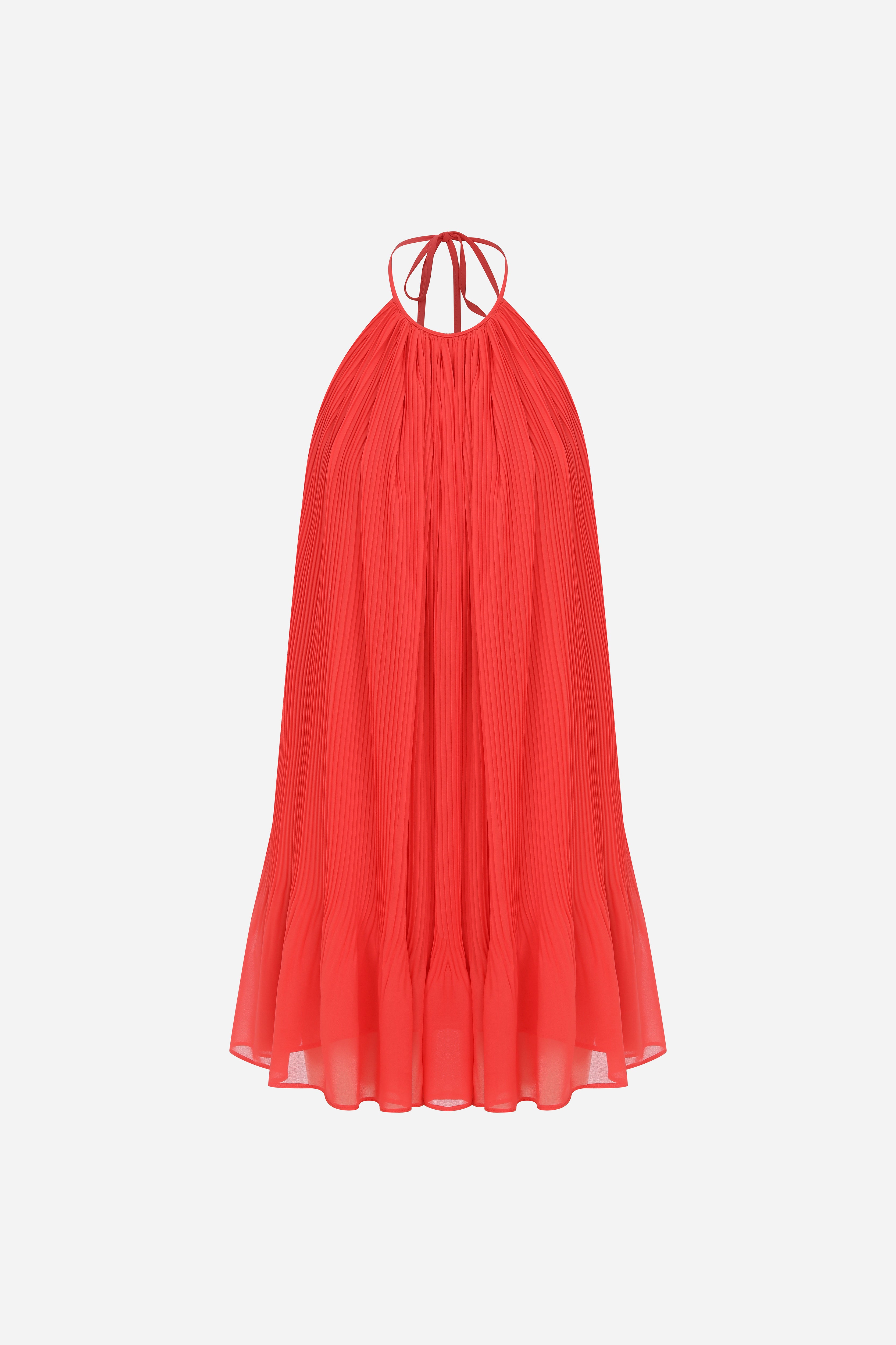 Mei - Backless Pleated Chiffon Mini Dress