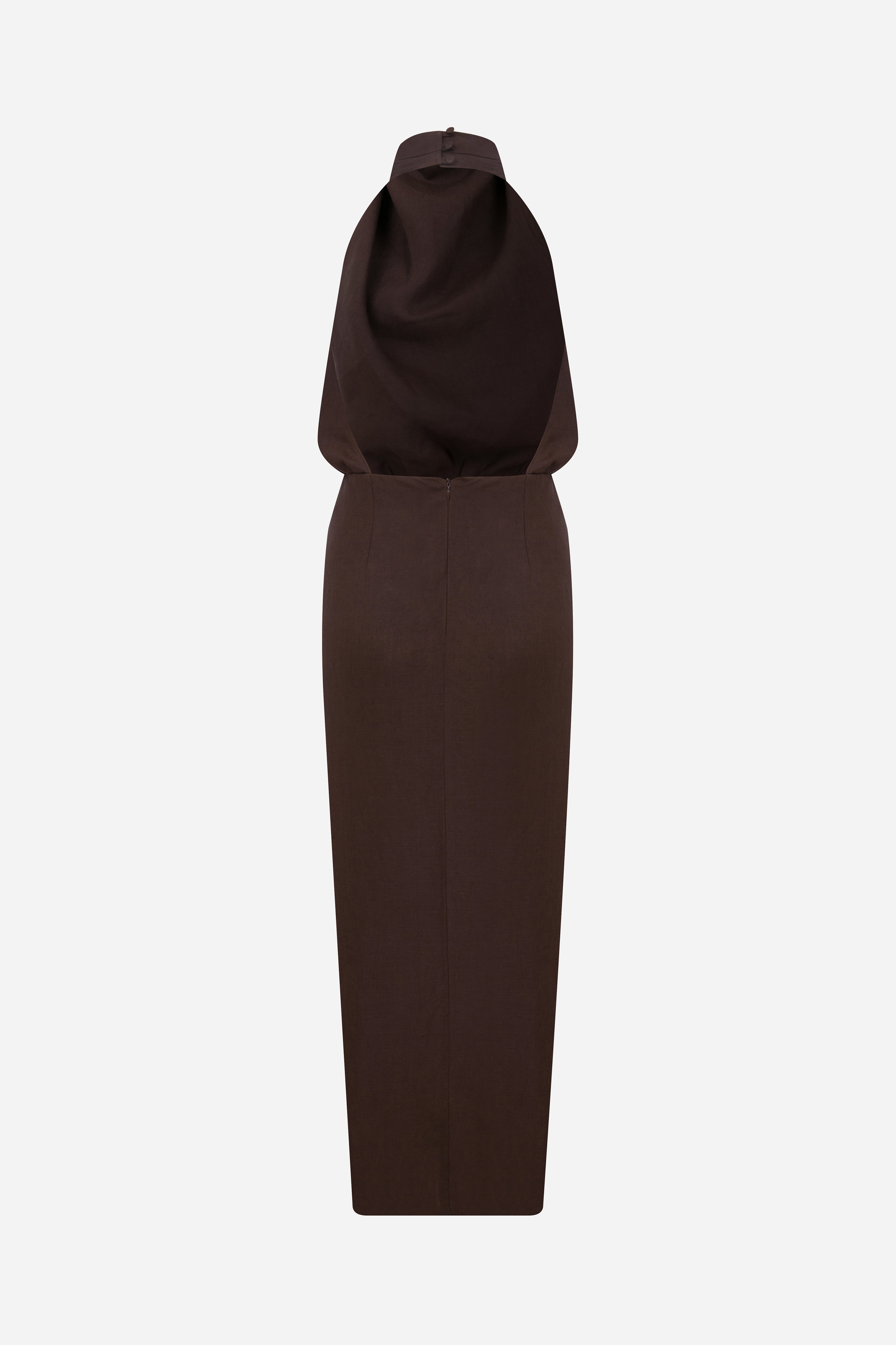 Viale - Linen Midi Dress with Twist Detail