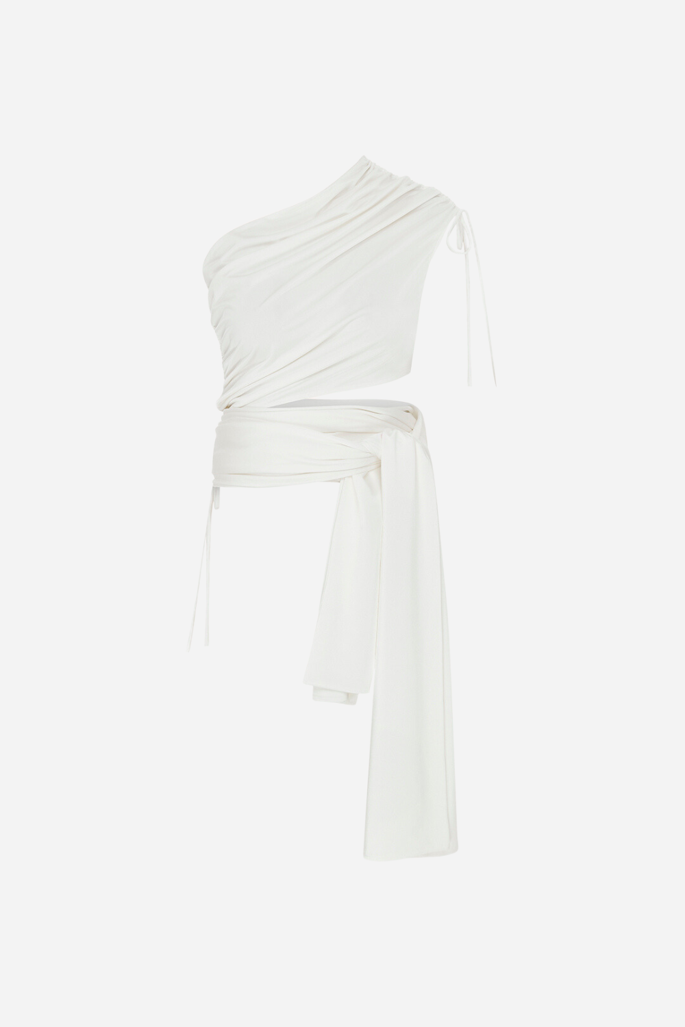Agatti - One shoulder wrap up top in white