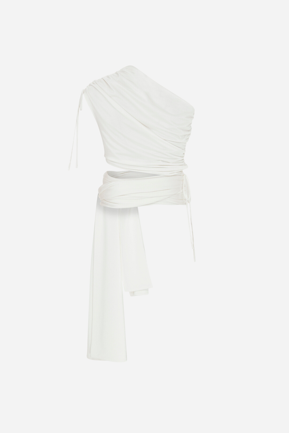 Agatti - One shoulder wrap up top in white