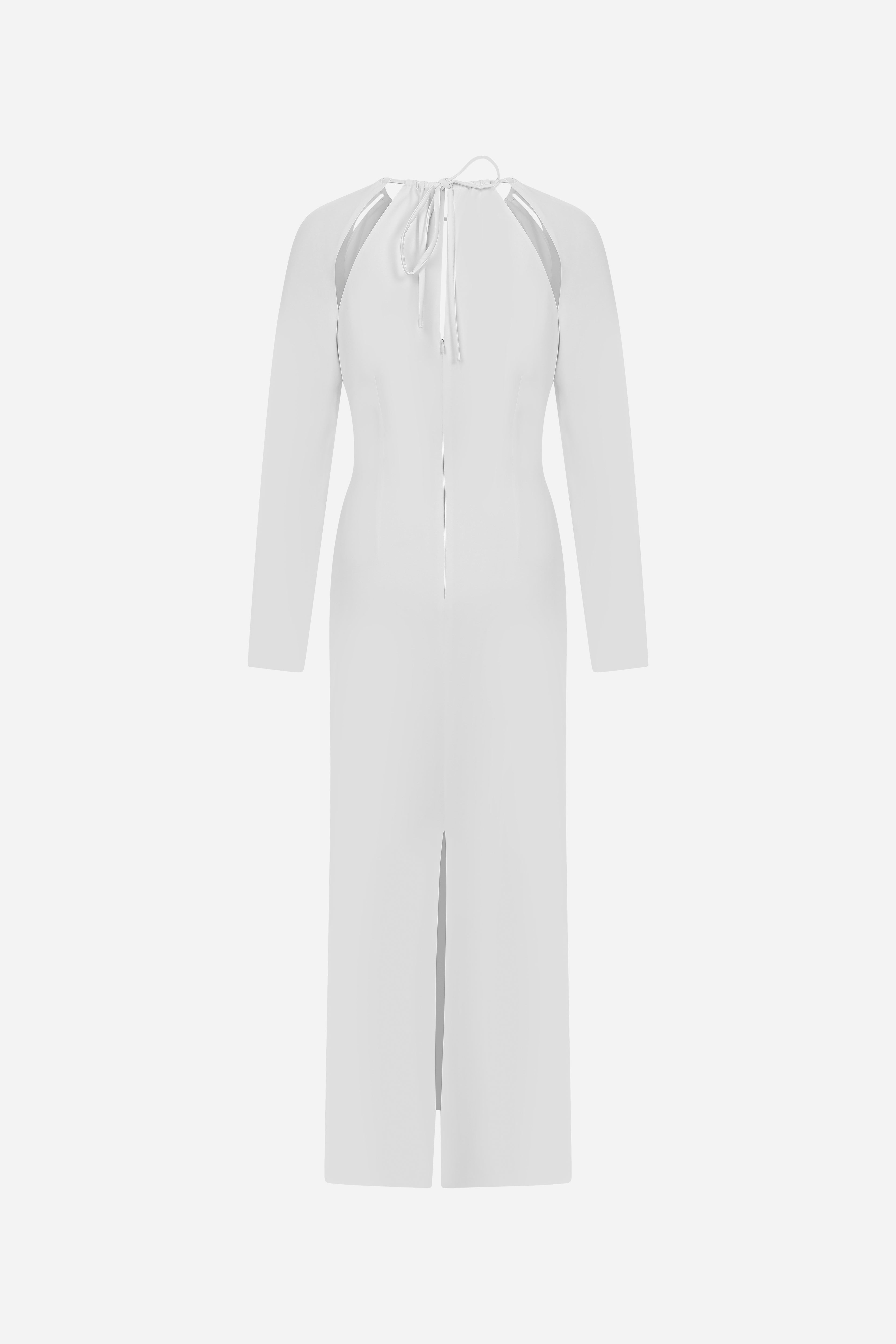 ANG-LONG SLEEVE DRESS WITH DRAPE DETAILS