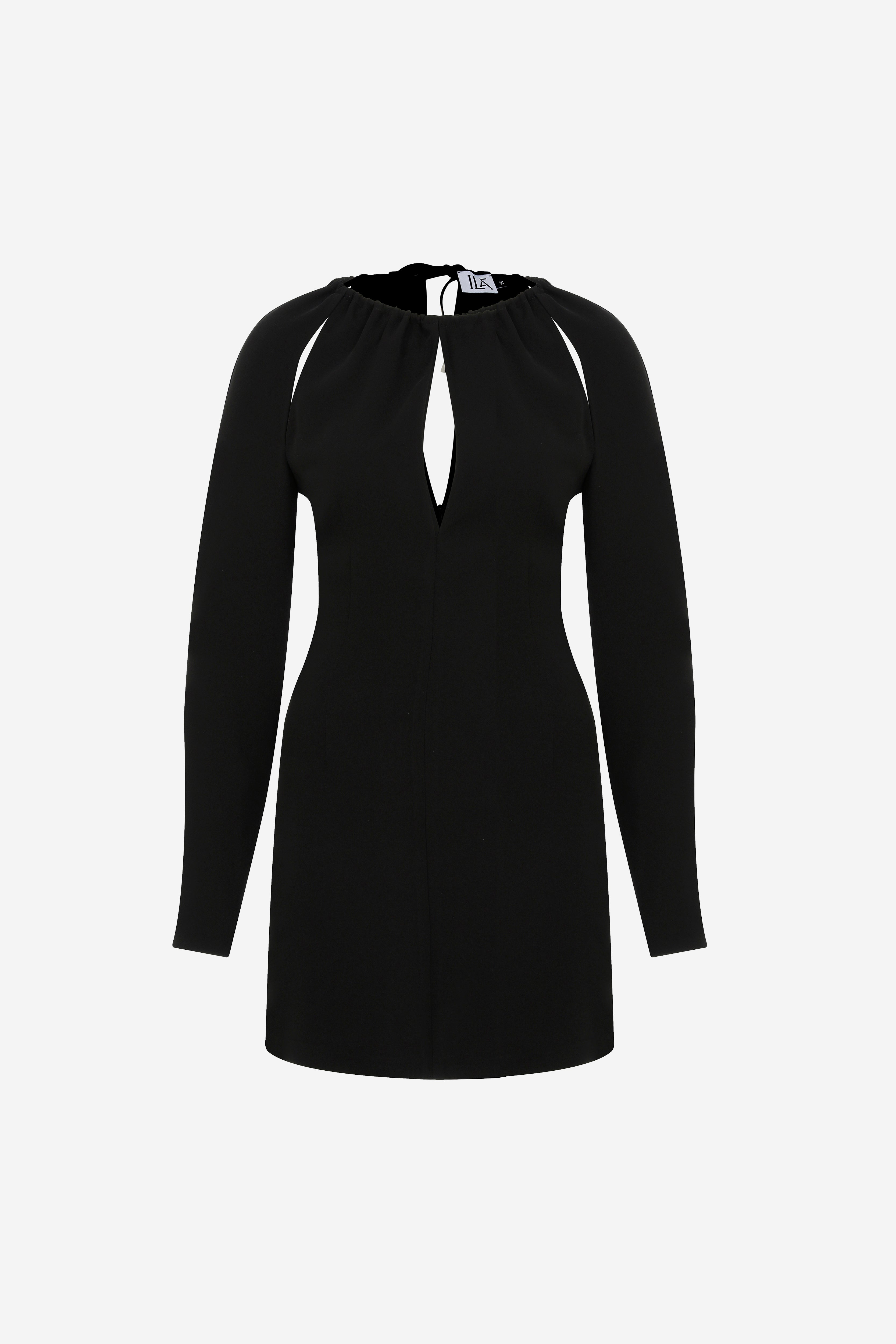 ANG - LONG SLEEVE MINI DRESS WITH DRAPE DETAILS