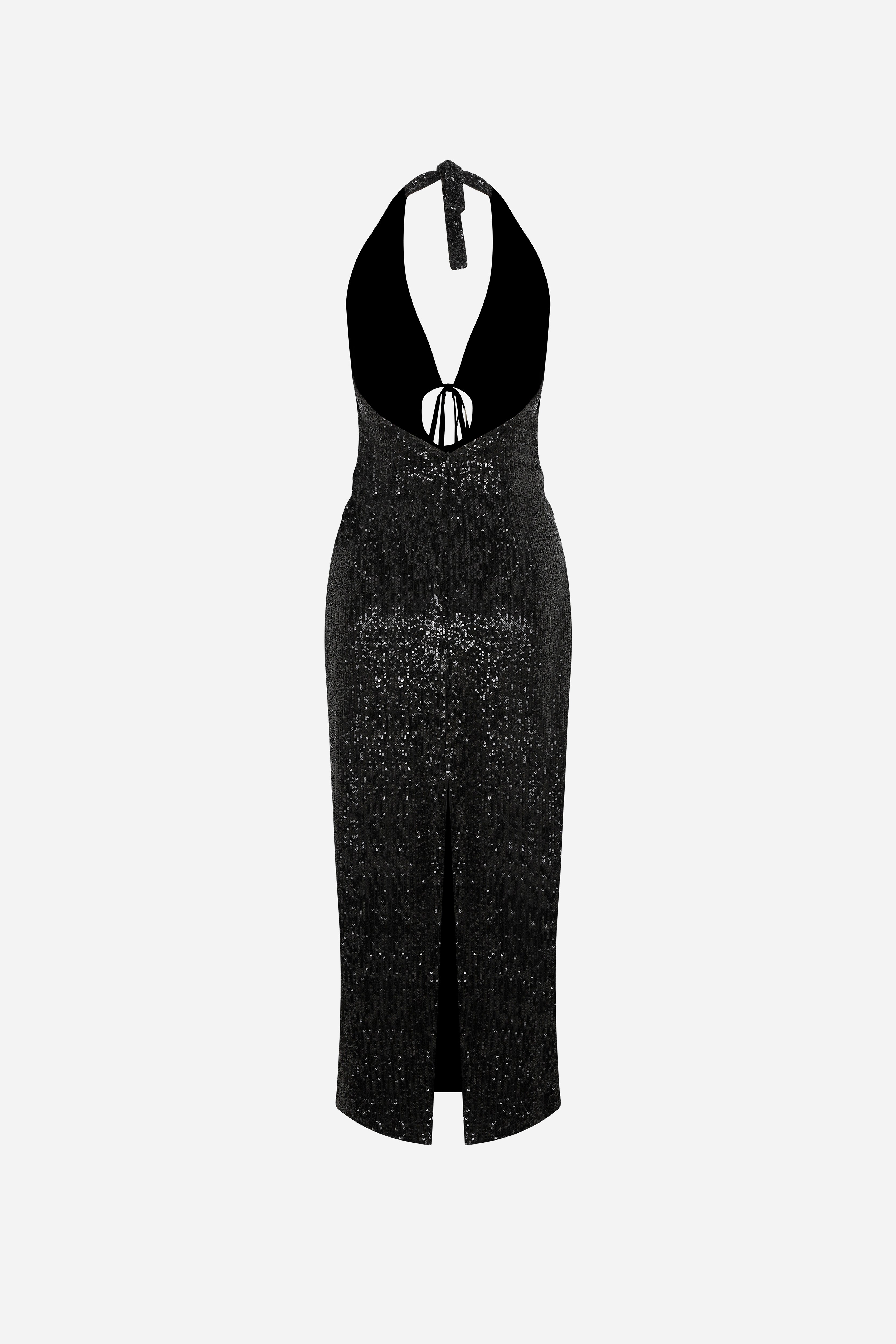 ARA - MIDI SEQUIN DRESS WITH DETAILS IN FRONT