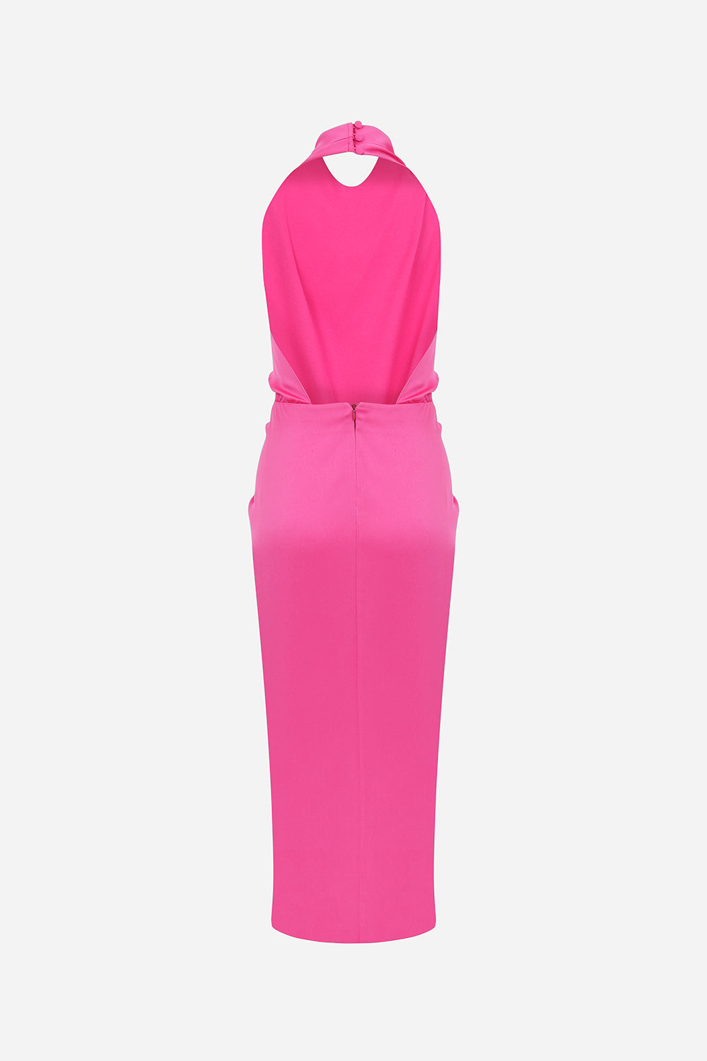 Aries - Satin Midi Dress With Open Back